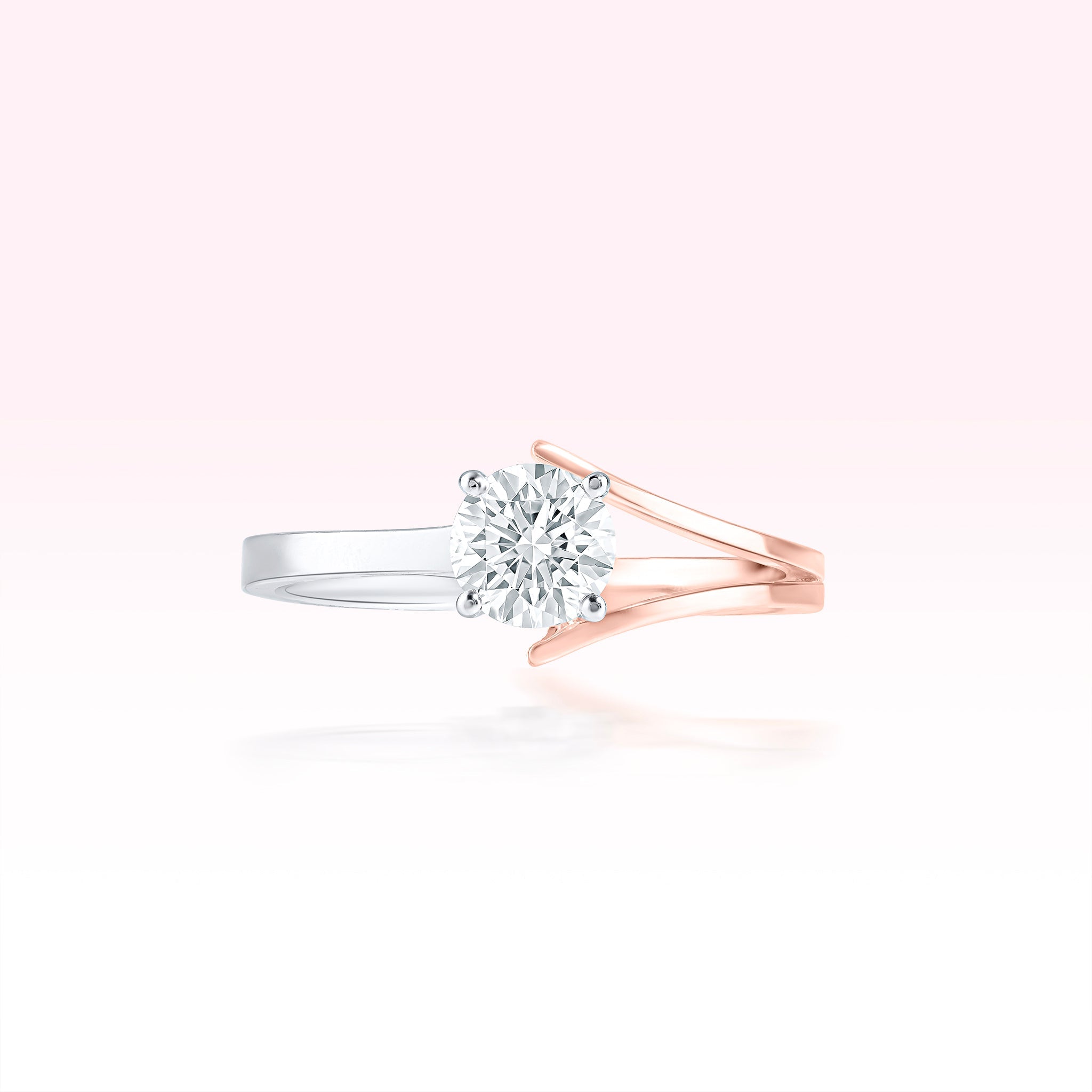 14K White Gold Rose Gold Diamond Solitaire Ring - Thessia