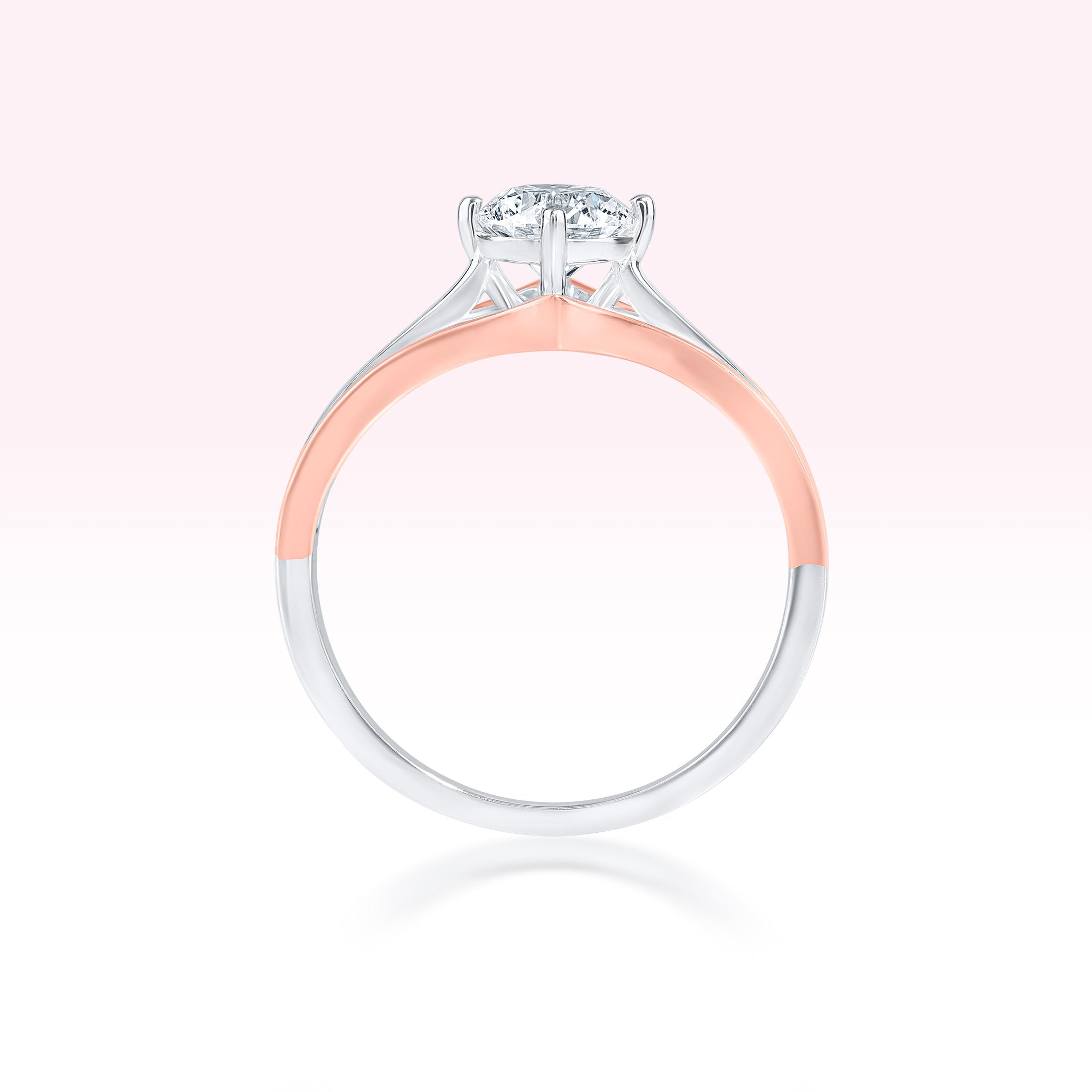 14K White Gold Rose Gold Diamond Solitaire Ring - Thessia