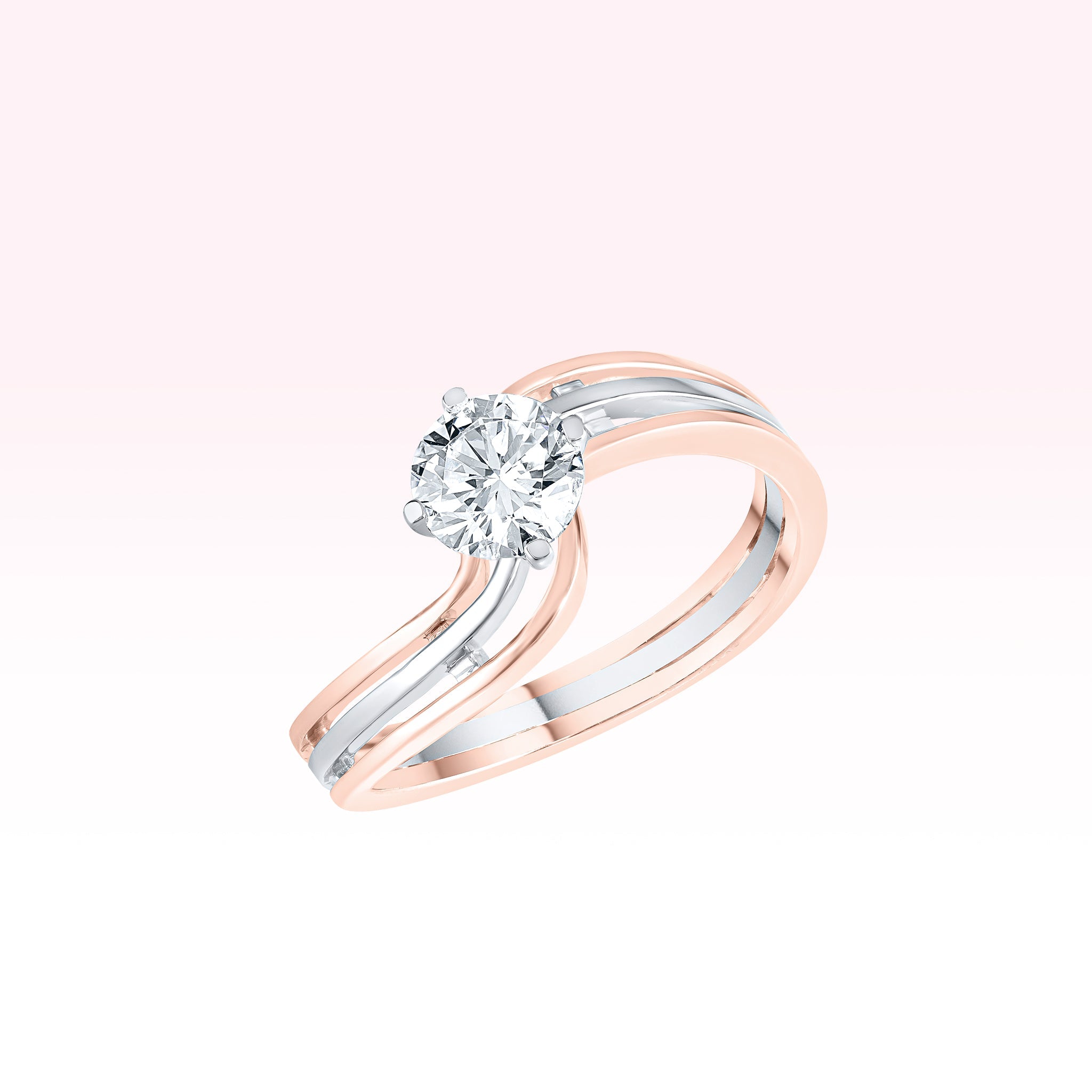 14K White Gold Rose Gold Diamond Solitaire Ring - Thessia