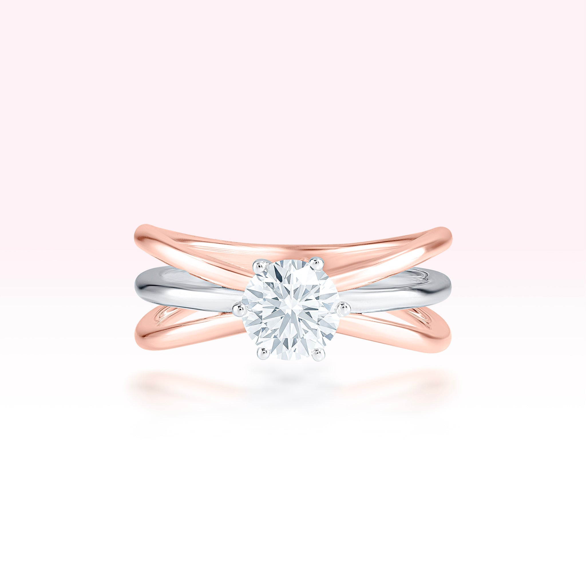 14K White Gold Rose Gold Diamond Solitaire Ring - Thessia