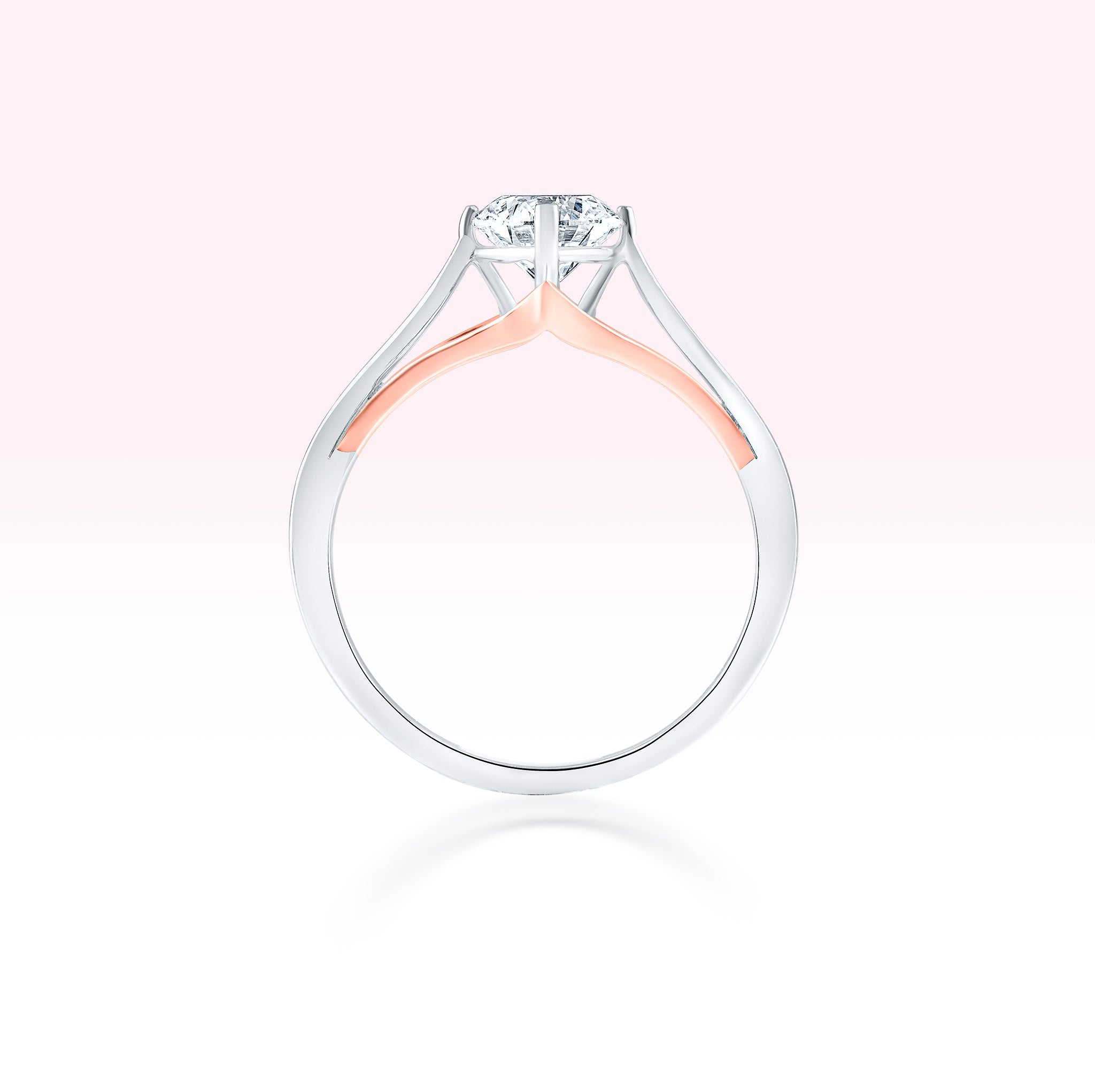 14K White Gold | Rose Gold Diamond Solitaire Ring - Thessia