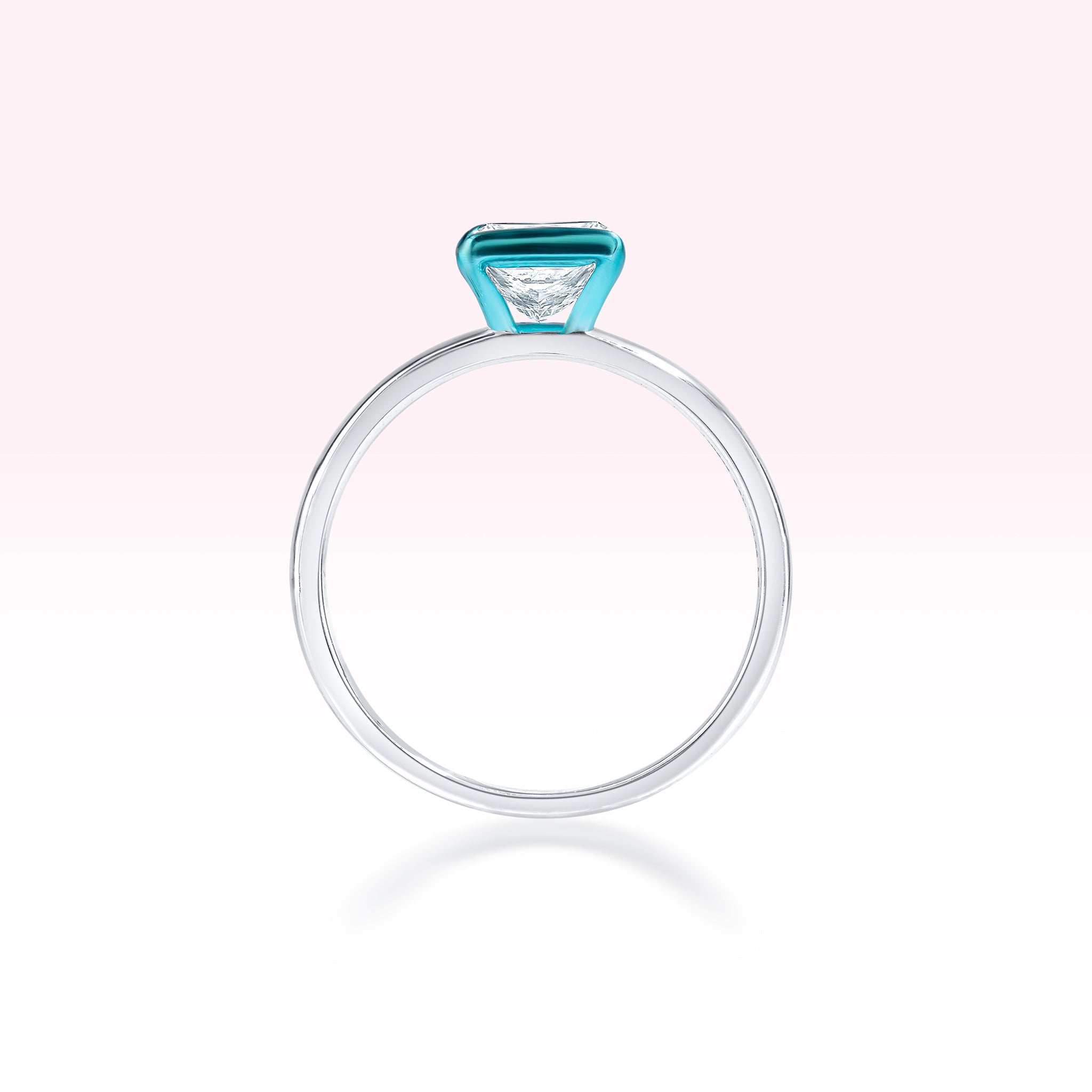 14K White Gold Semi Precious Stone Diamond Solitaire Ring - Thessia