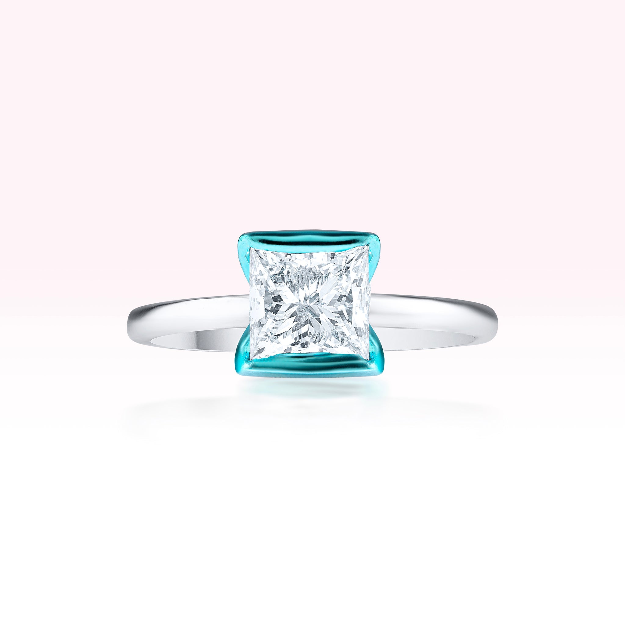 14K White Gold Semi Precious Stone Diamond Solitaire Ring - Thessia