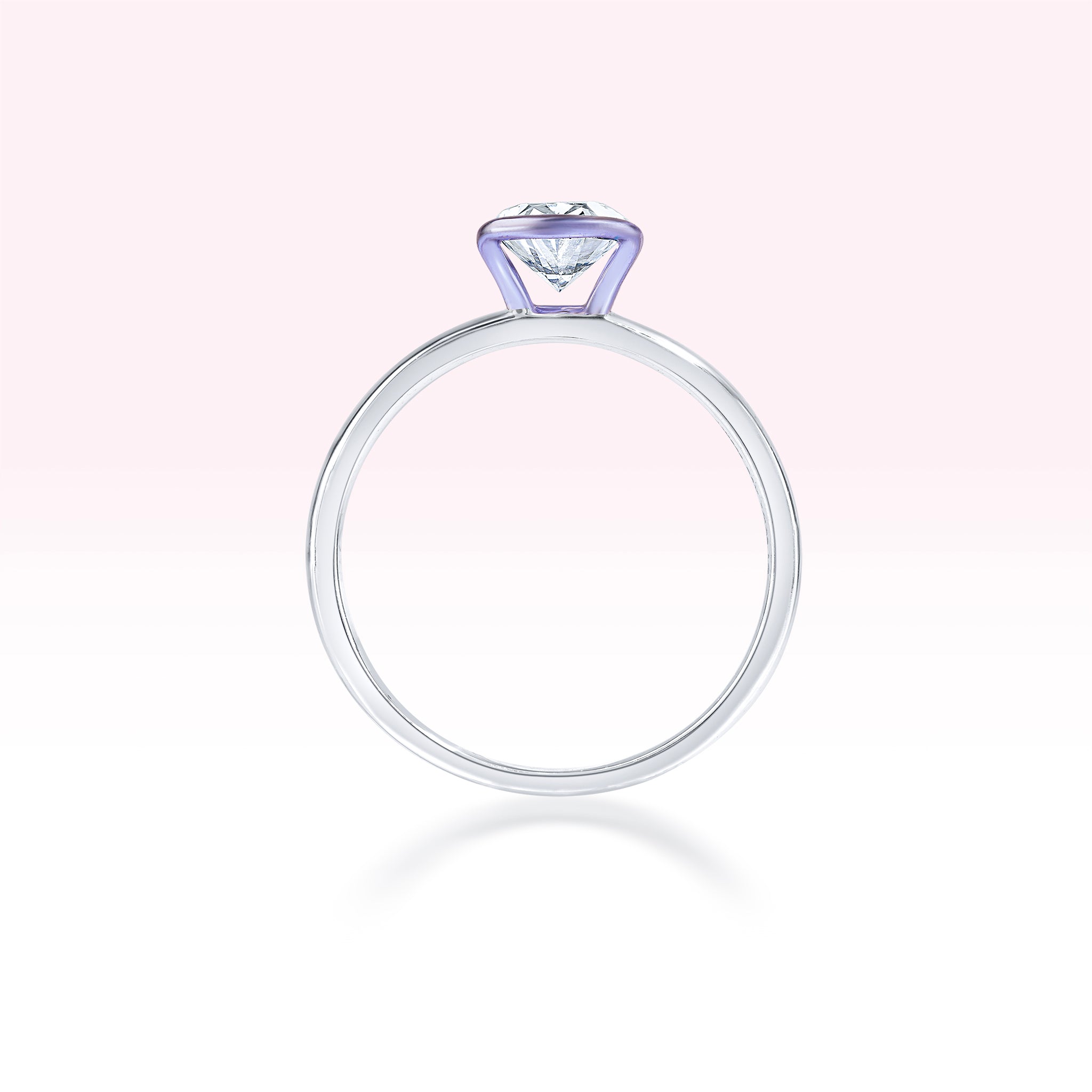 14K White Gold Semi Precious Stone Oval Diamond Solitaire Ring - Thessia