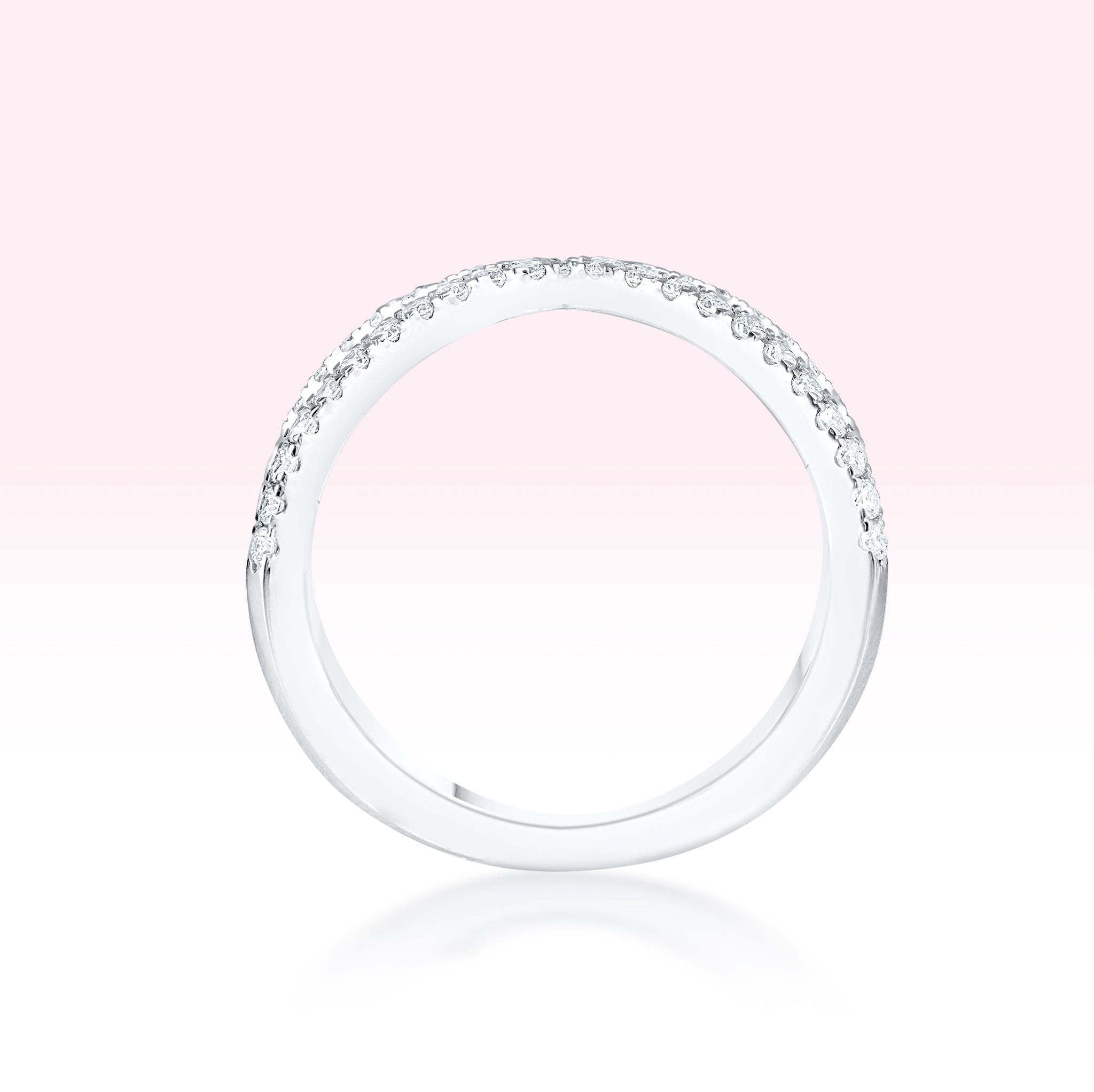14K White Gold Single Line Diamond Cross Ring - Thessia