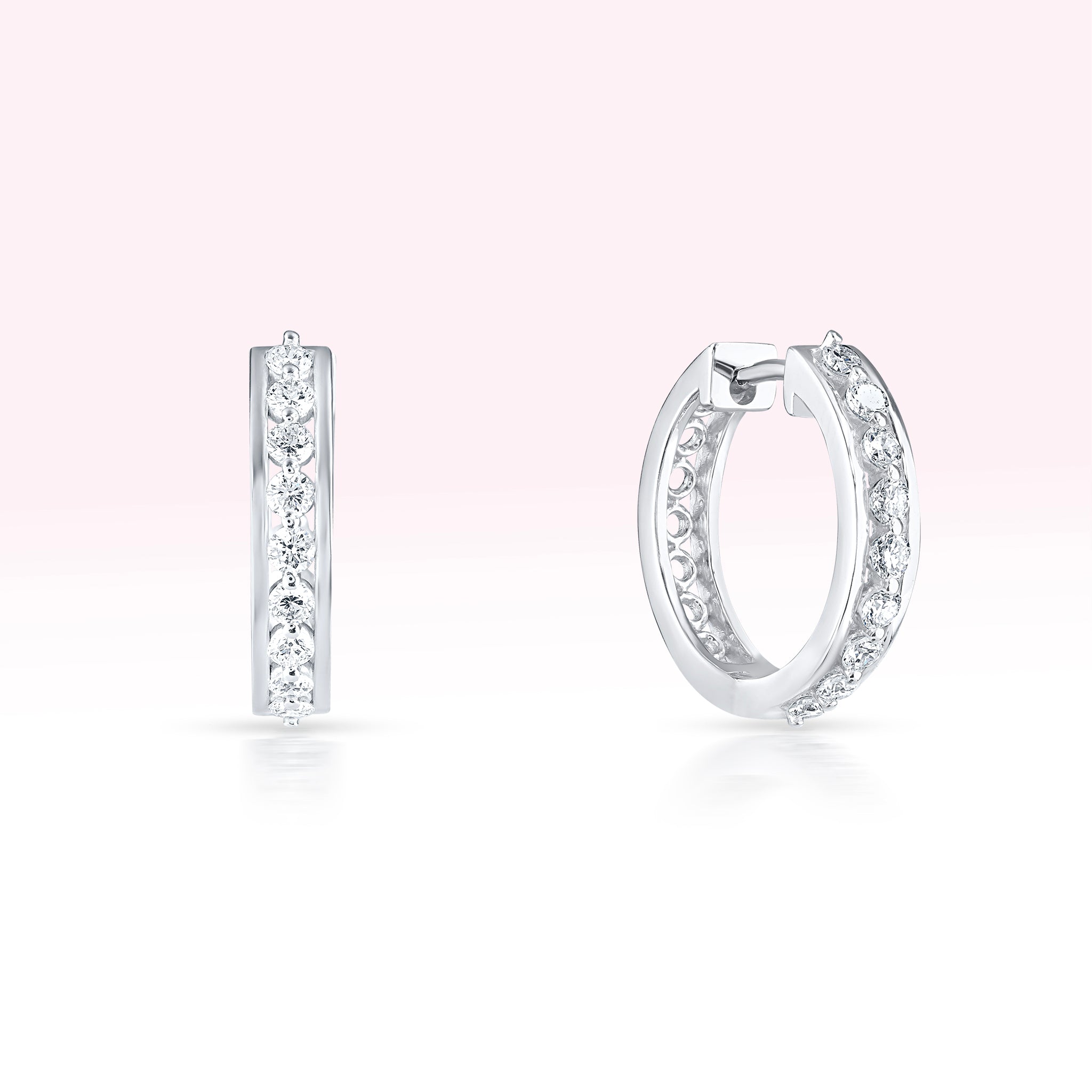 14K White Gold Single Line Diamond Earrings - Thessia