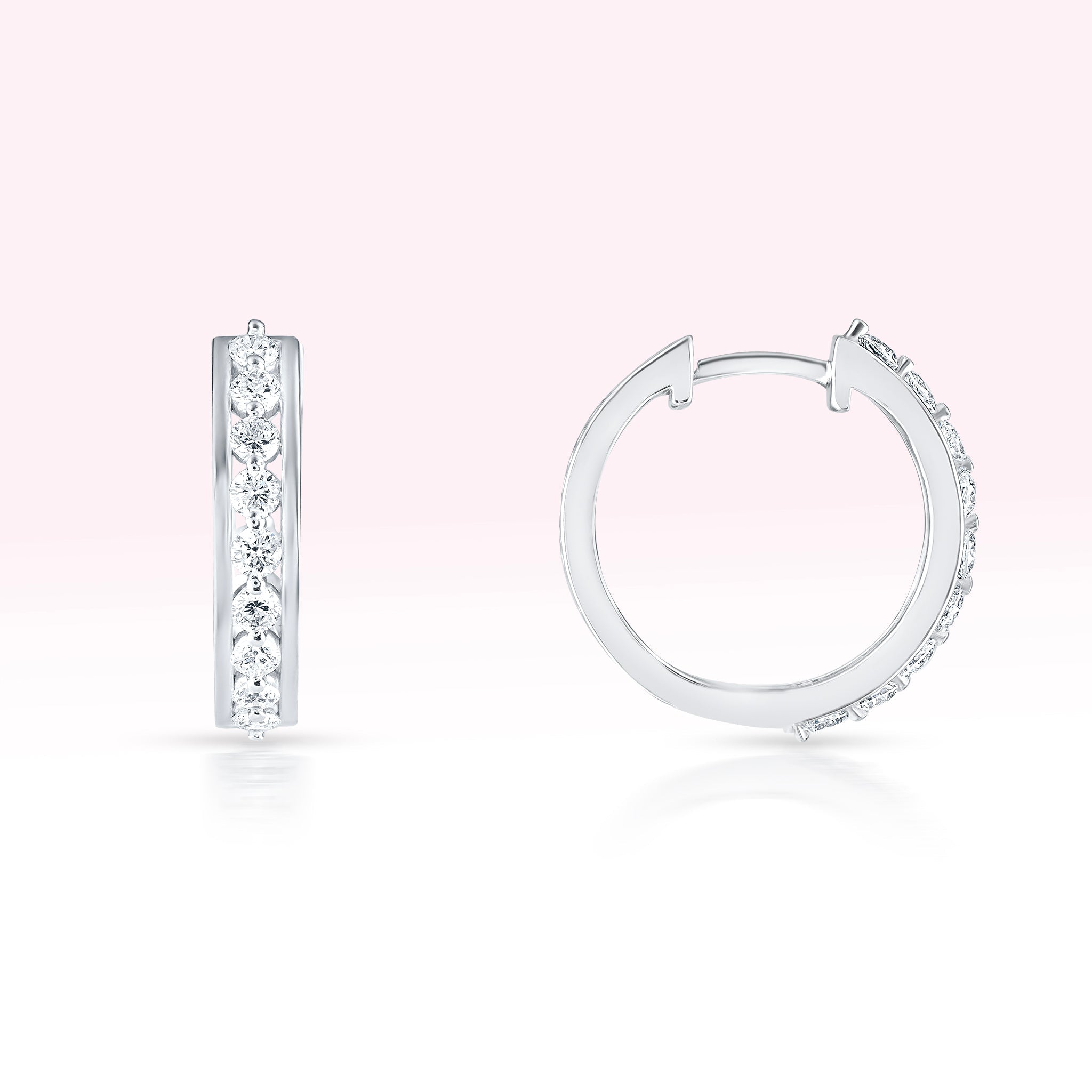 14K White Gold Single Line Diamond Earrings - Thessia