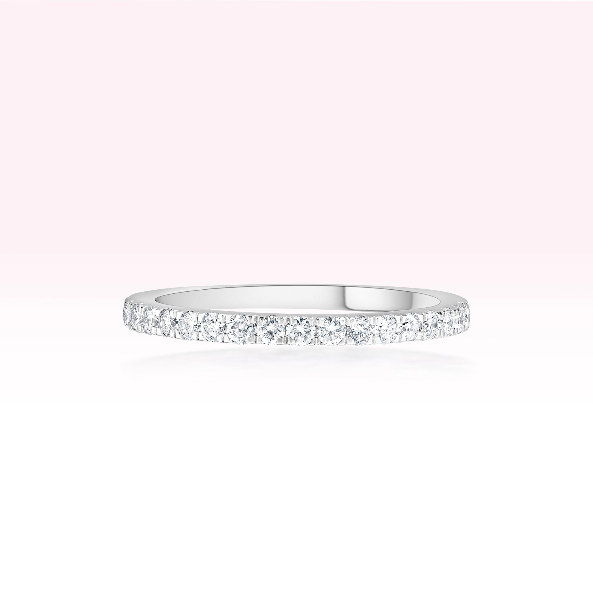 14K White Gold Single Line Diamond Ring - Thessia