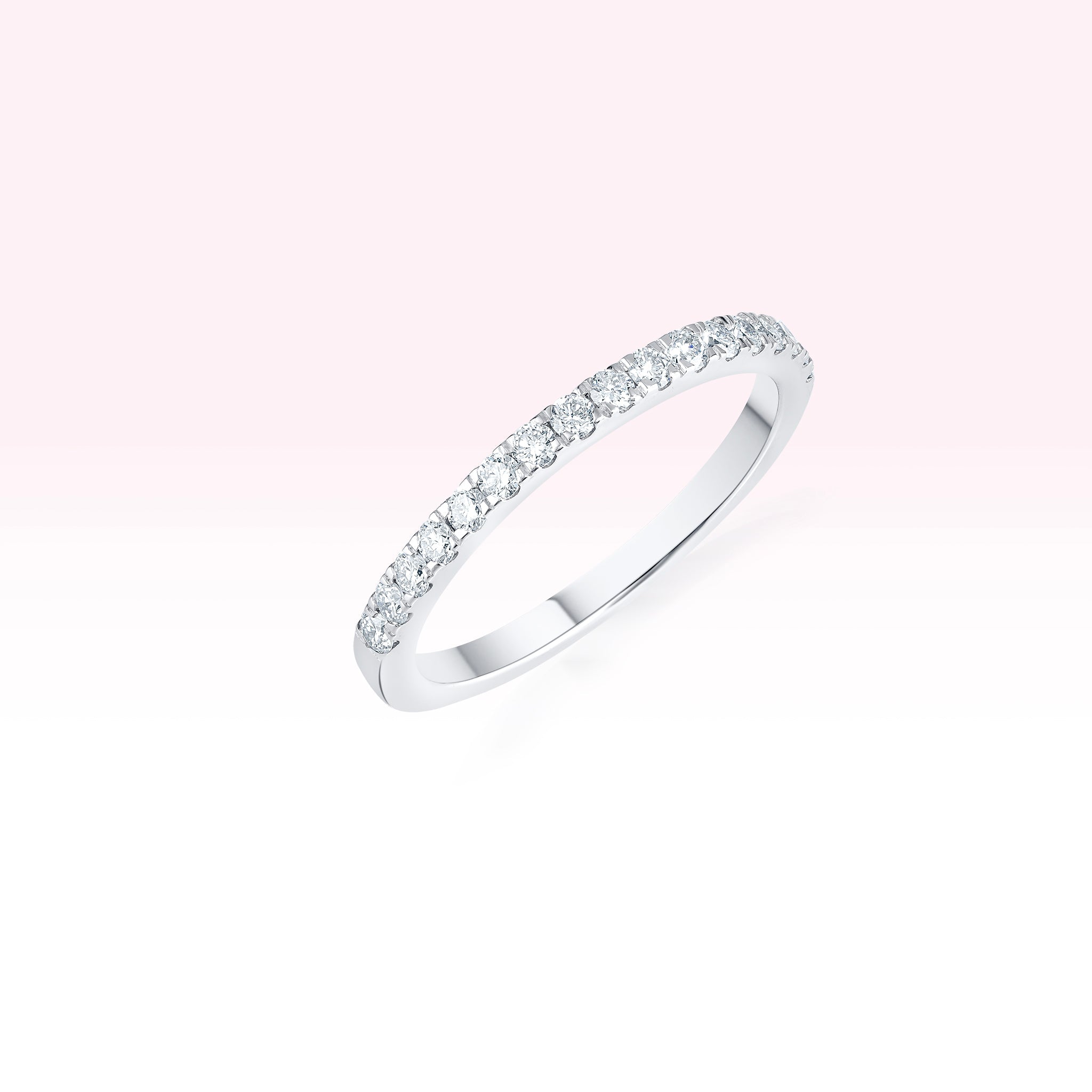 14K White Gold Single Line Diamond Ring - Thessia