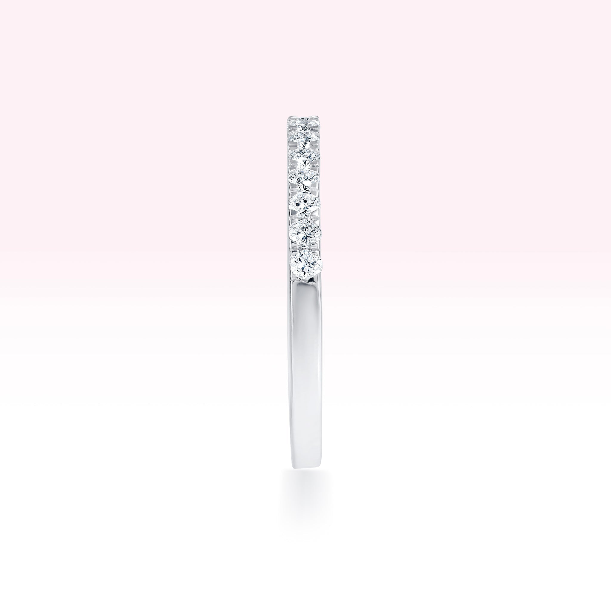 14K White Gold Single Line Diamond Ring - Thessia