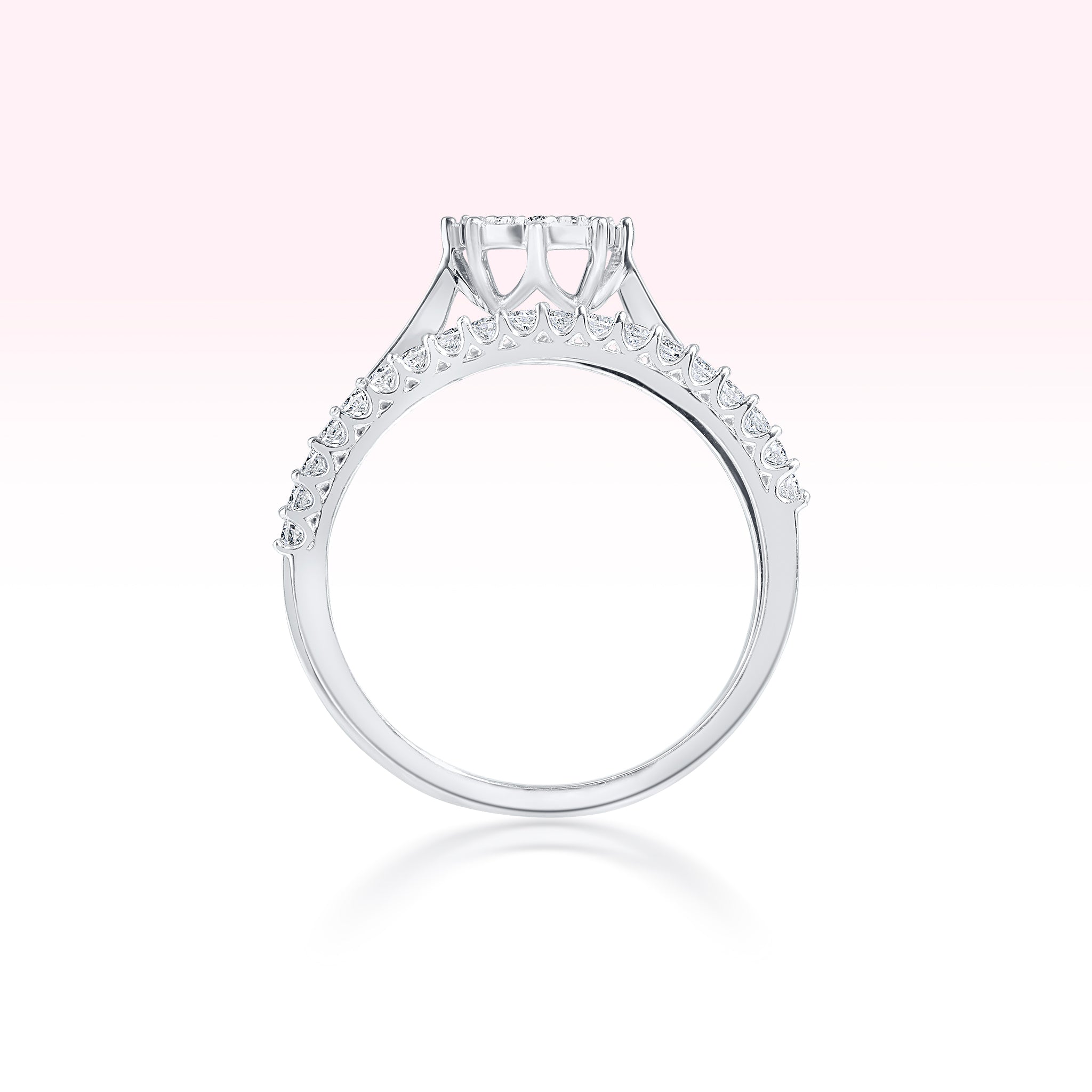 14K White Gold Single Line Diamond Ring - Thessia