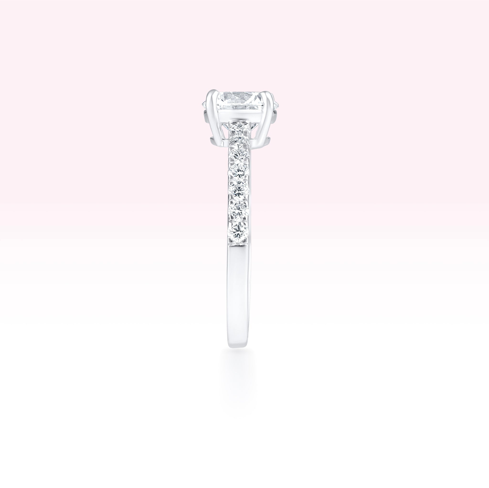 14K White Gold Single Line Diamond Solitaire Ring - Thessia