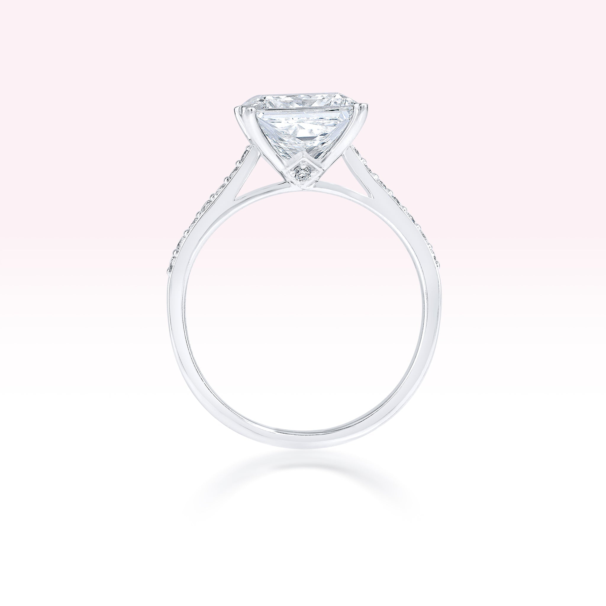 14K White Gold Single Line Diamond Solitaire Ring - Thessia