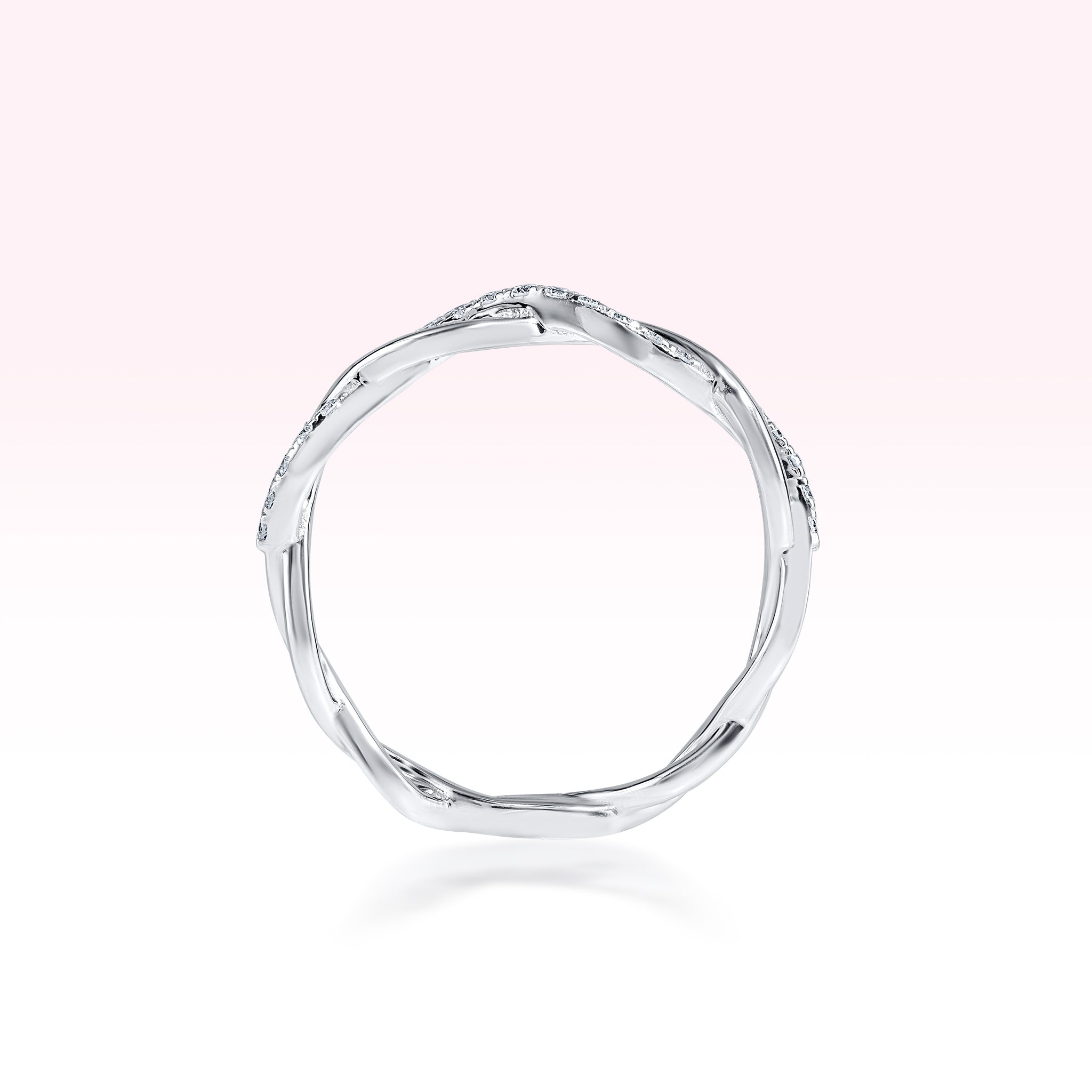 14K White Gold Single Line Diamond Twirl Ring - Thessia