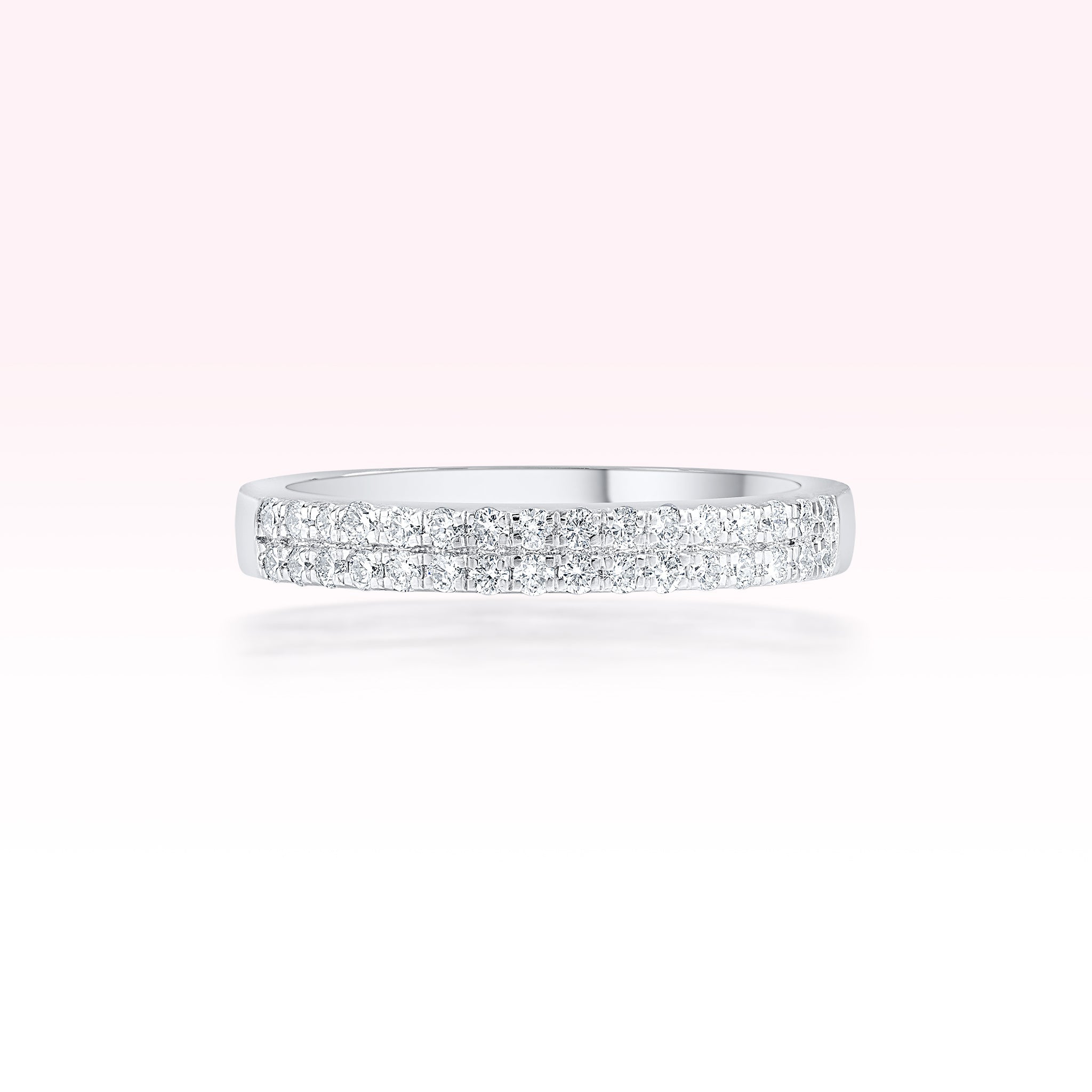 14K White Gold Two Line Diamond Ring - Thessia