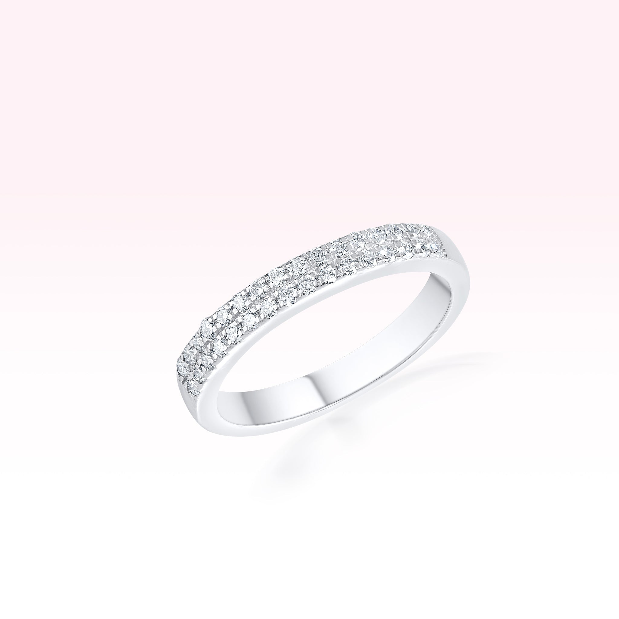 14K White Gold Two Line Diamond Ring - Thessia