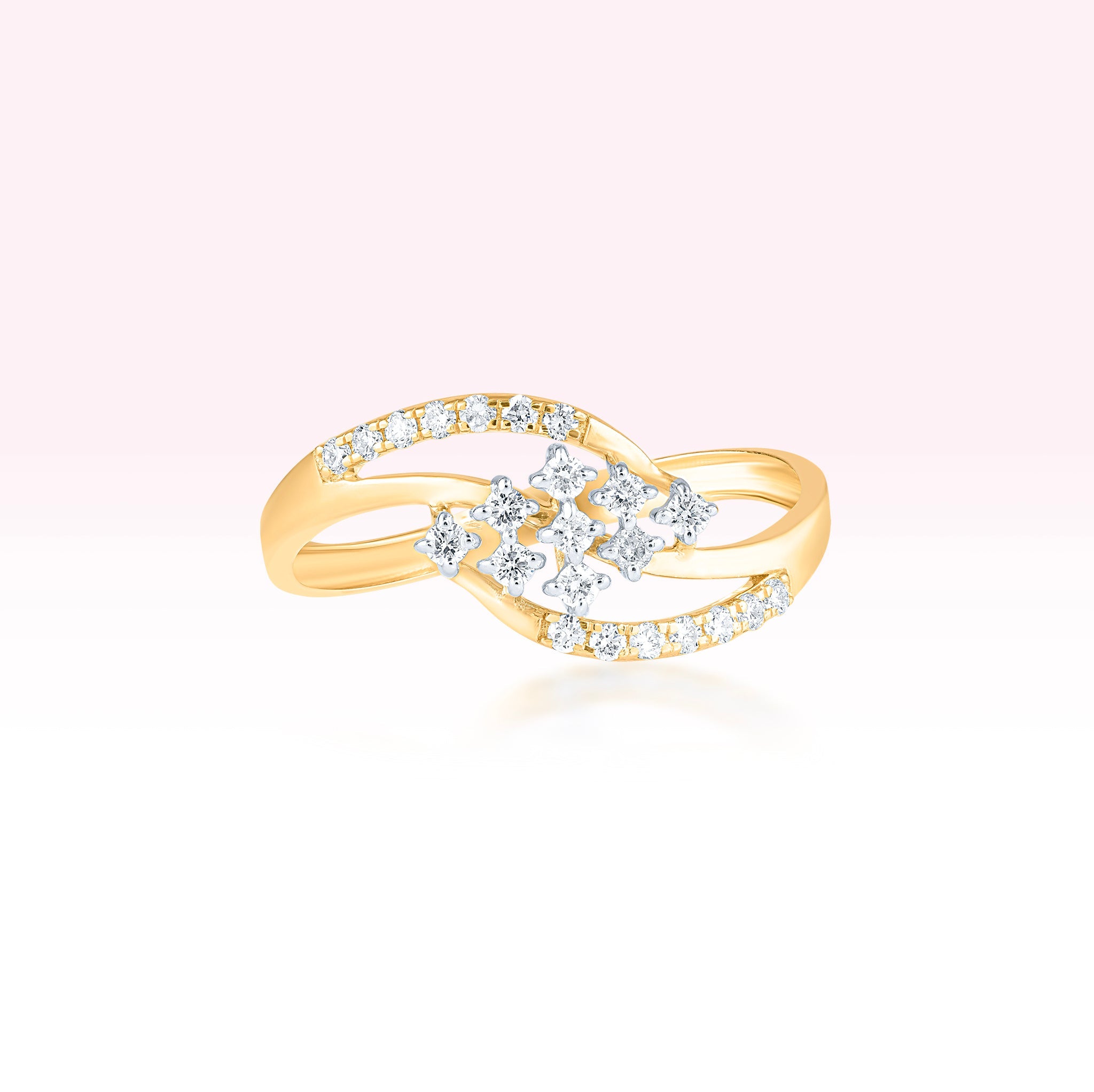 14K Yellow Gold Criss Cross Diamond Ring - Thessia