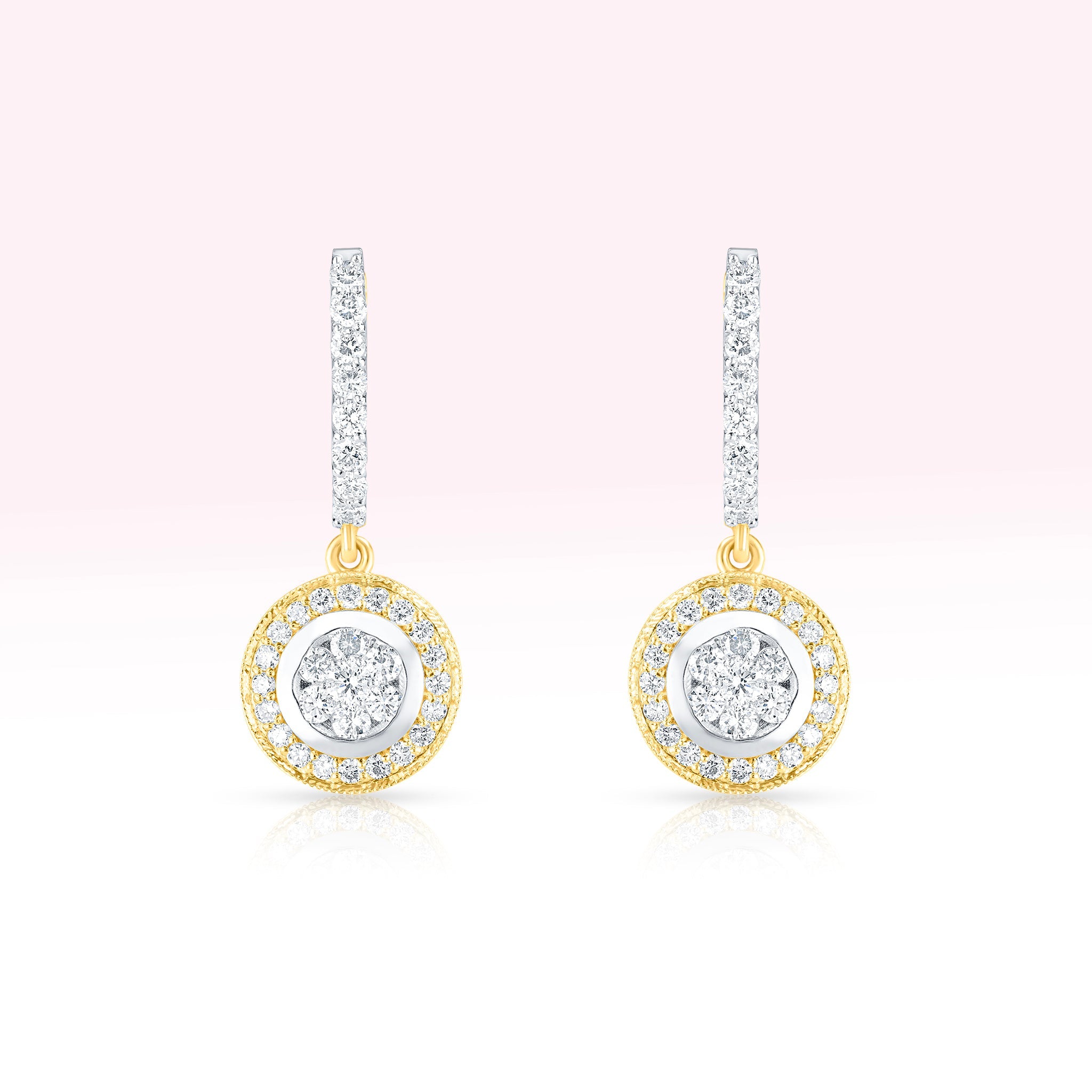 14K Yellow Gold Diamond Drop Earrings - Thessia