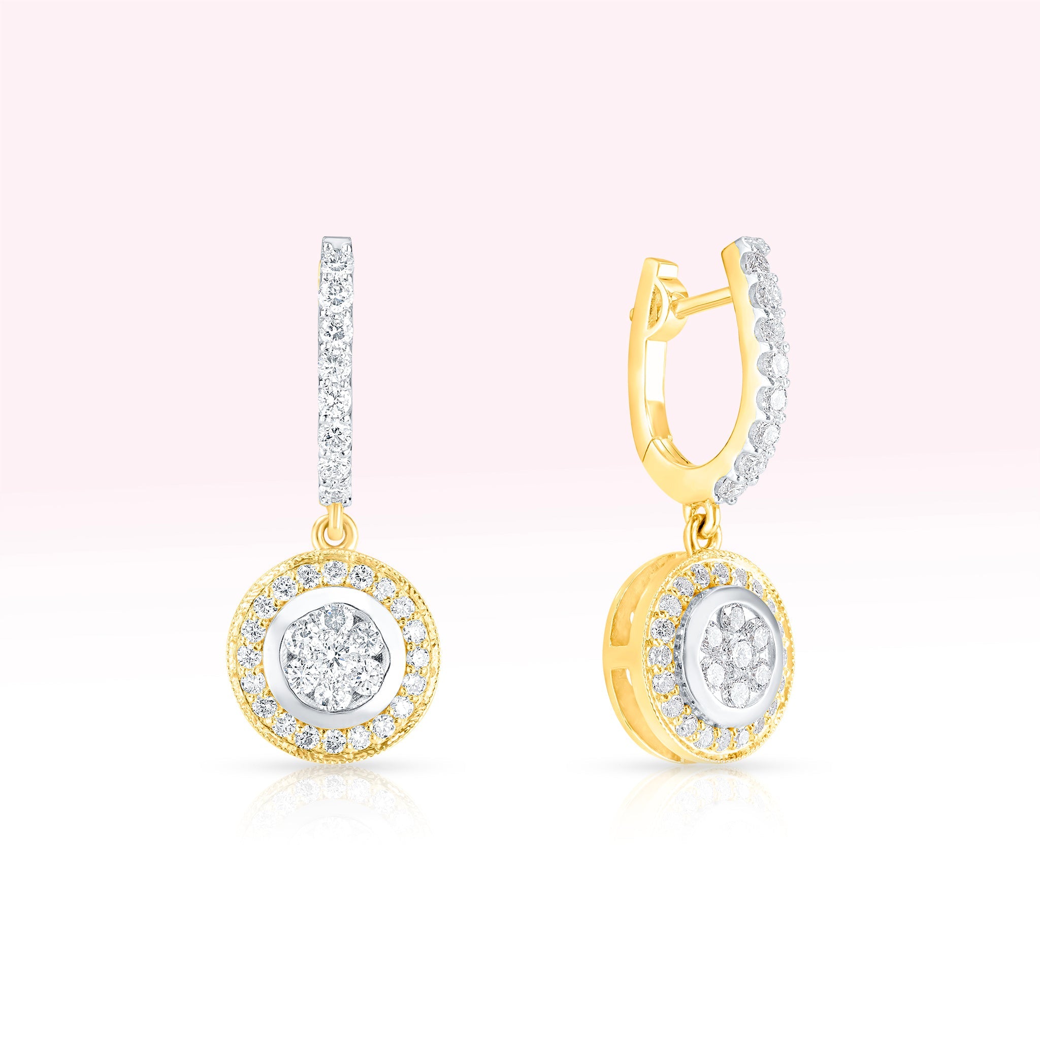 14K Yellow Gold Diamond Drop Earrings - Thessia