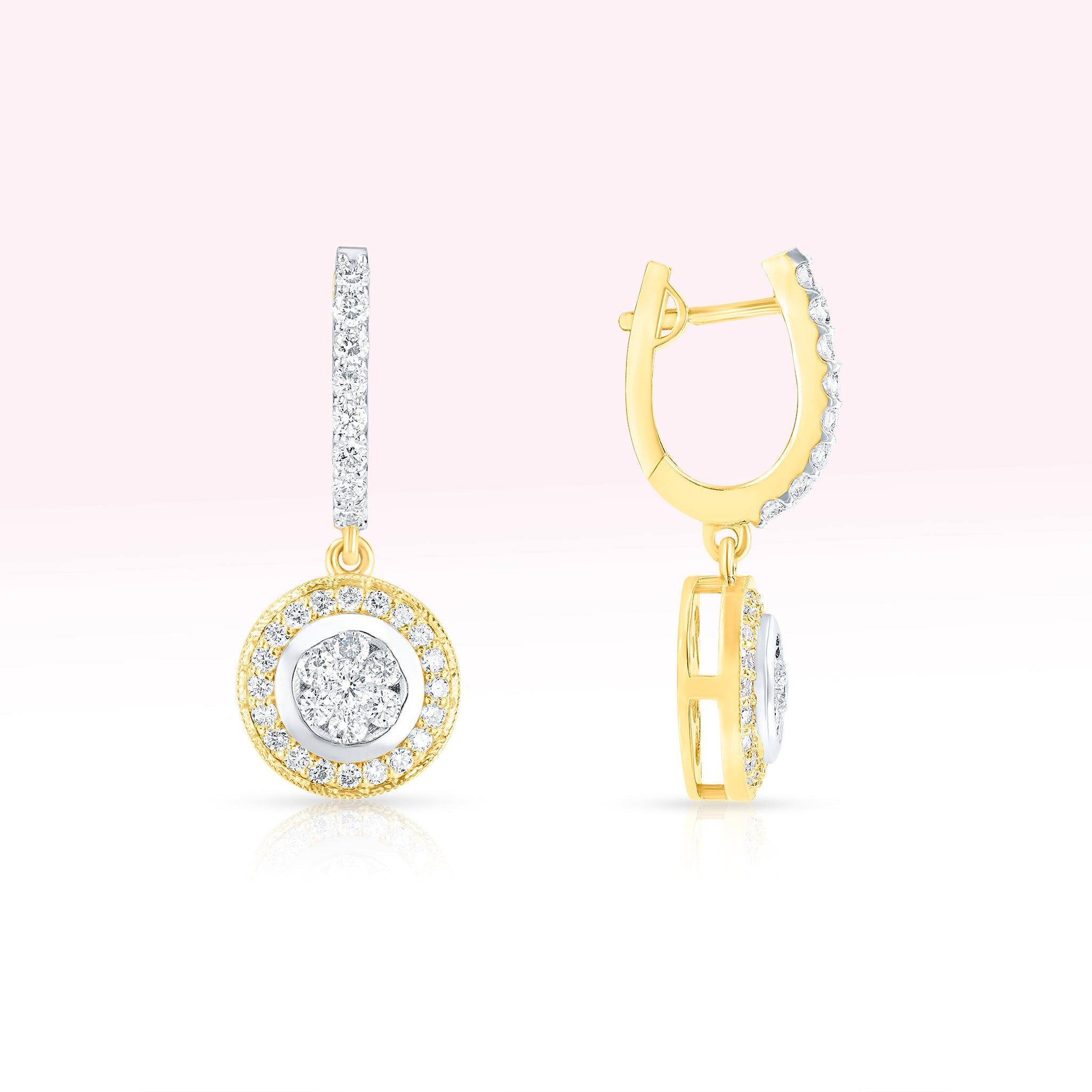 14K Yellow Gold Diamond Drop Earrings - Thessia