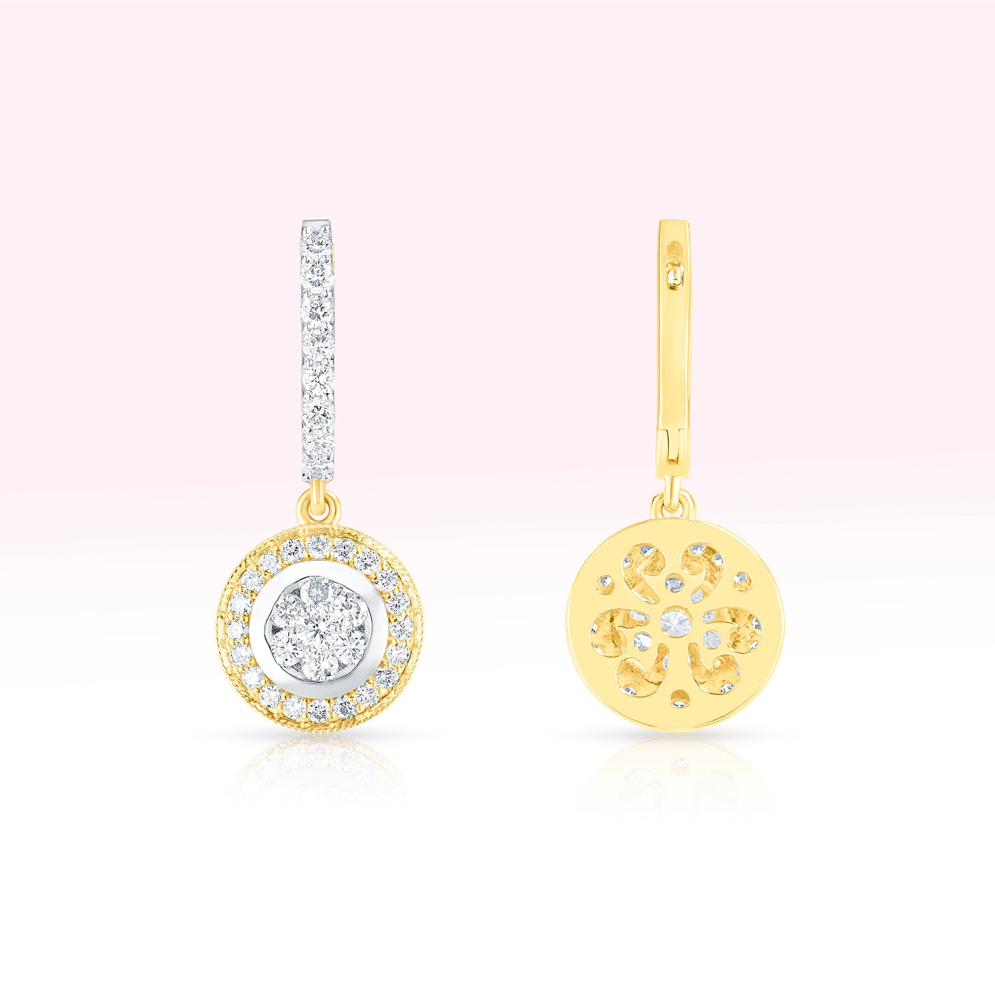14K Yellow Gold Diamond Drop Earrings - Thessia