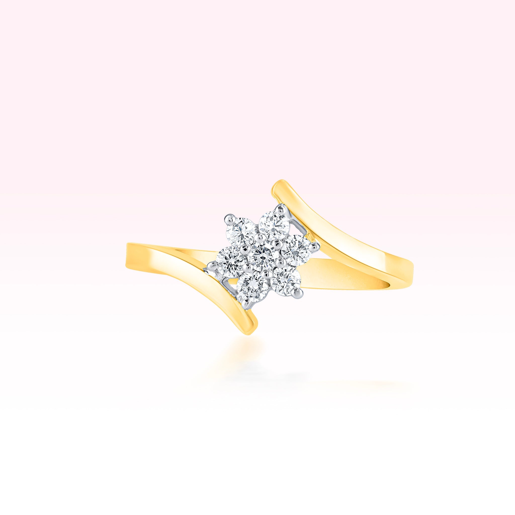 14K Yellow Gold Diamond Flower Ring - Thessia