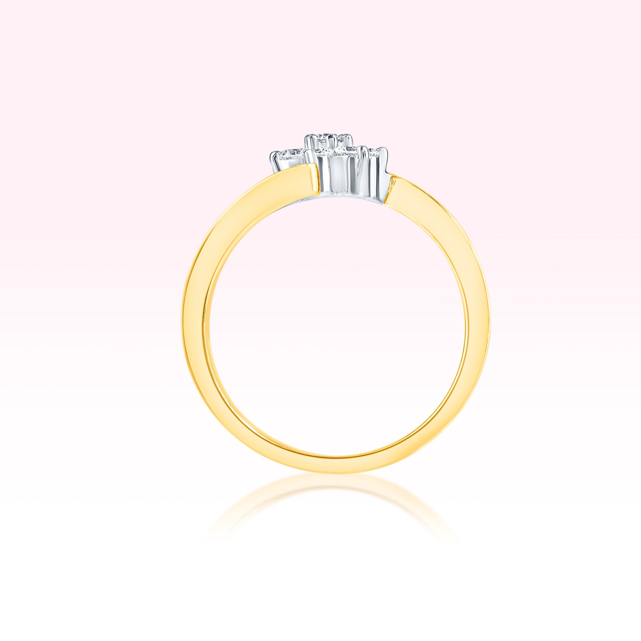 14K Yellow Gold Diamond Flower Ring - Thessia