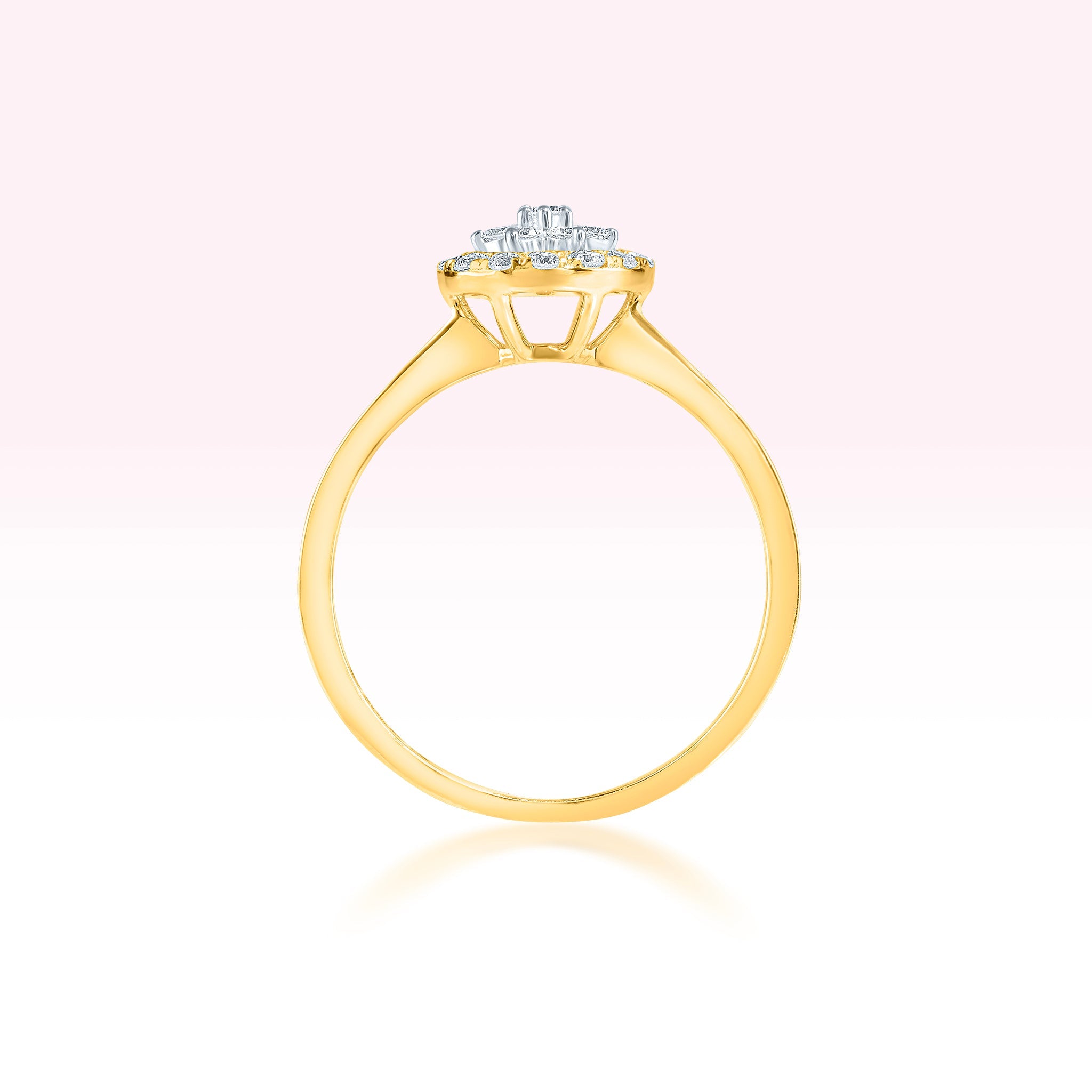 14K Yellow Gold Diamond Flower Ring - Thessia
