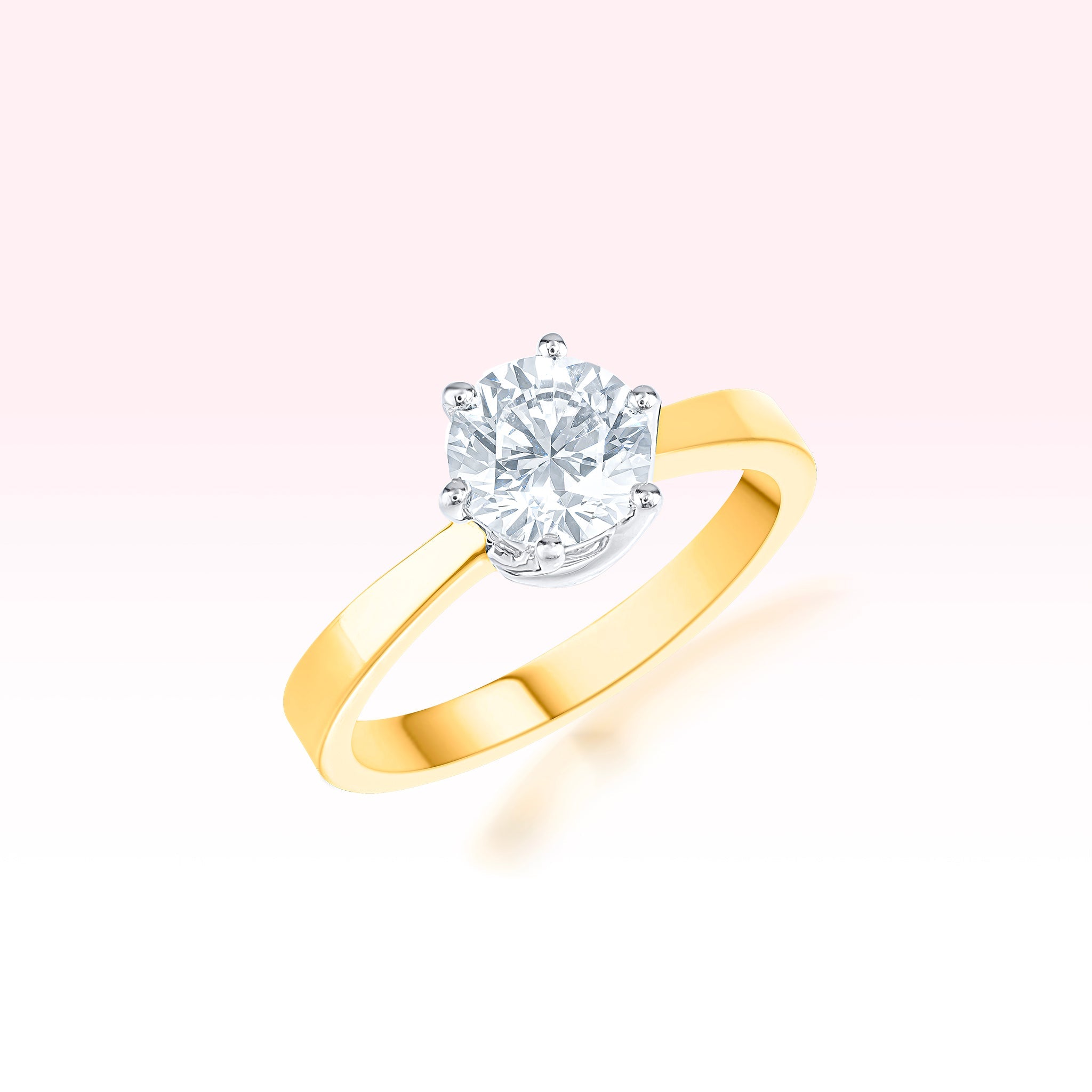 14K Yellow Gold Diamond Solitaire Ring - Thessia