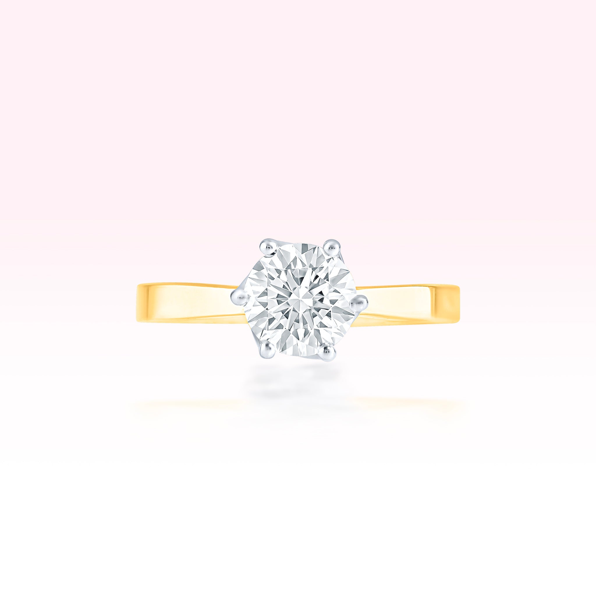 14K Yellow Gold Diamond Solitaire Ring - Thessia