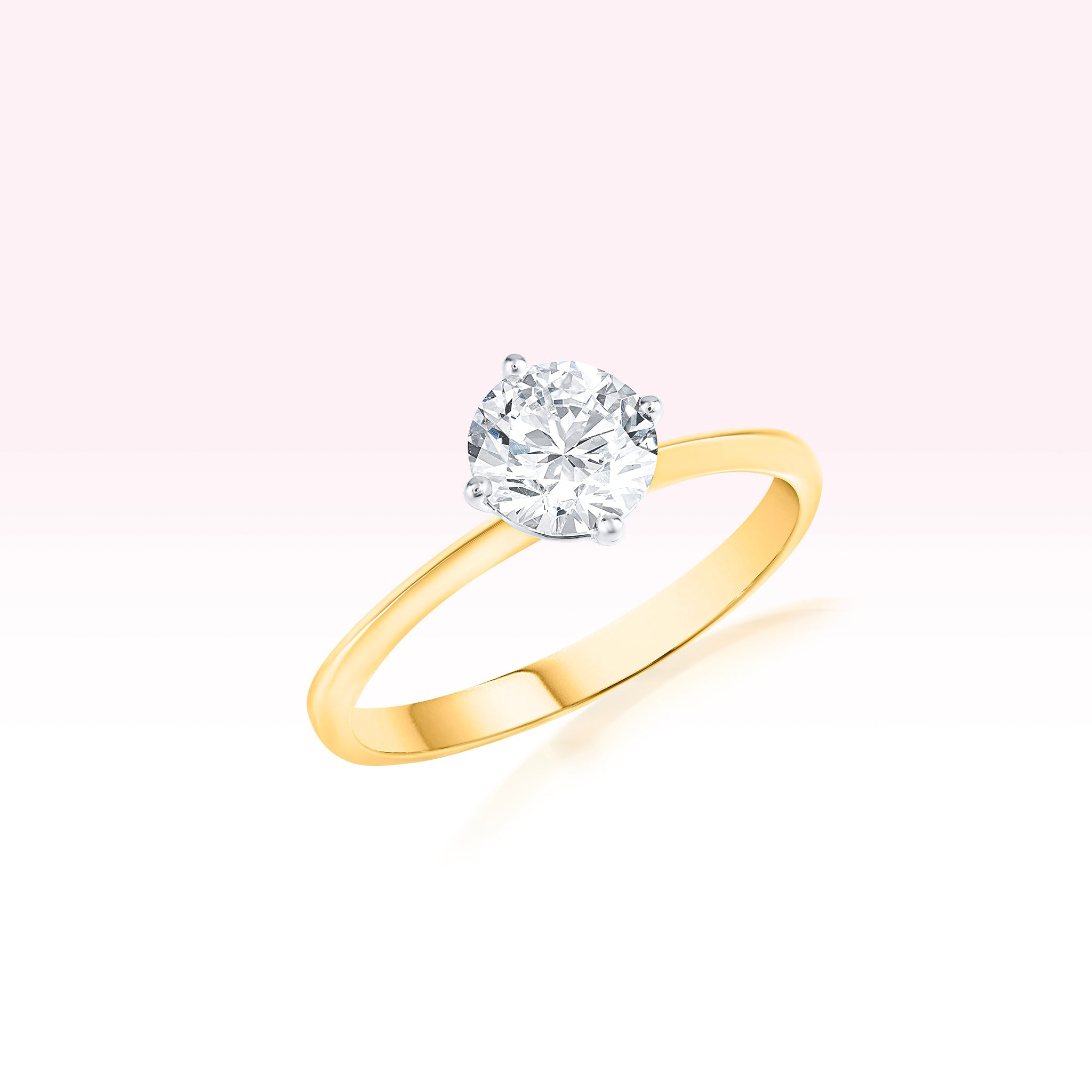14K Yellow Gold Diamond Solitaire Ring - Thessia