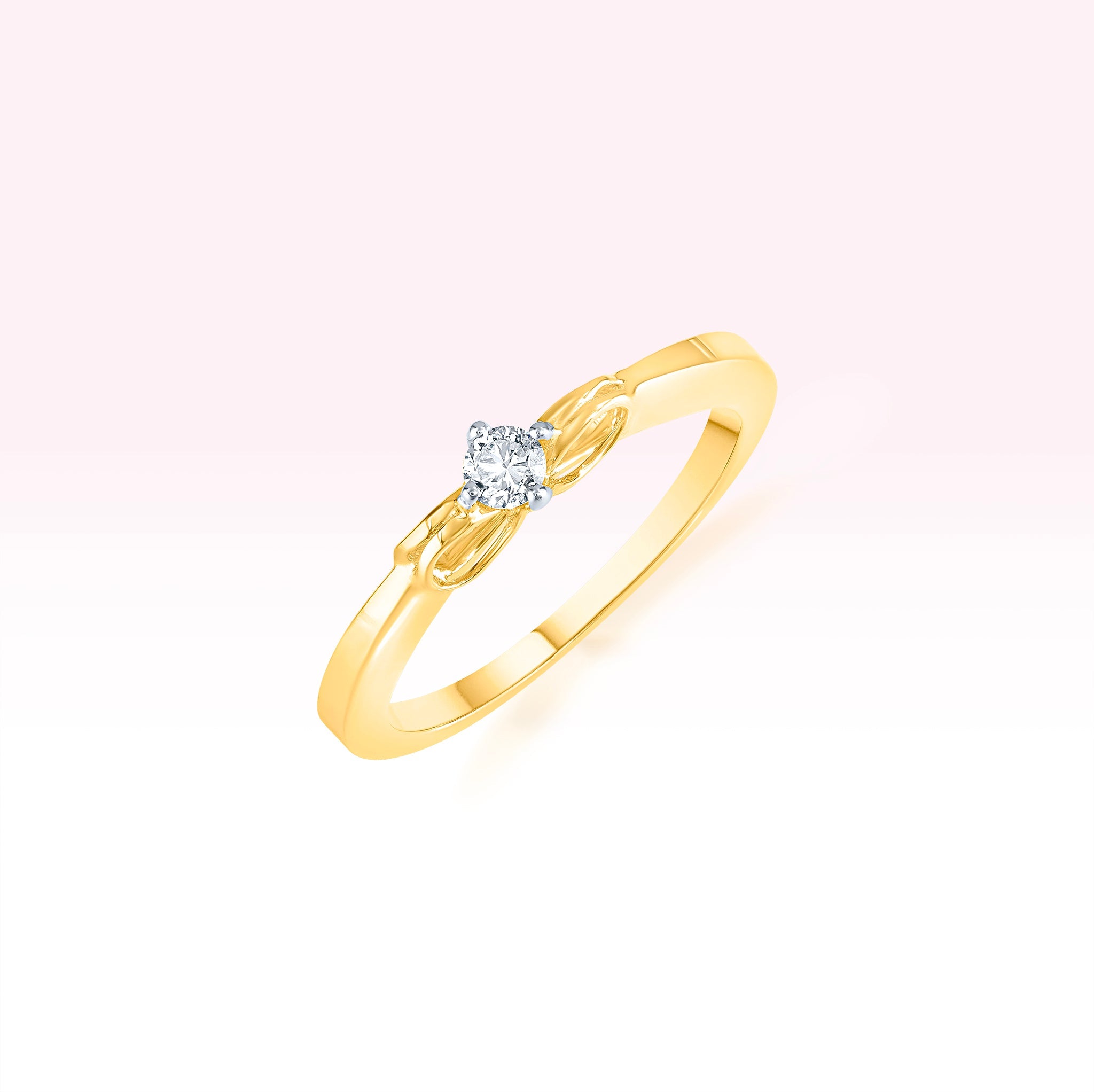 14K Yellow Gold Diamond Solitaire Ring - Thessia