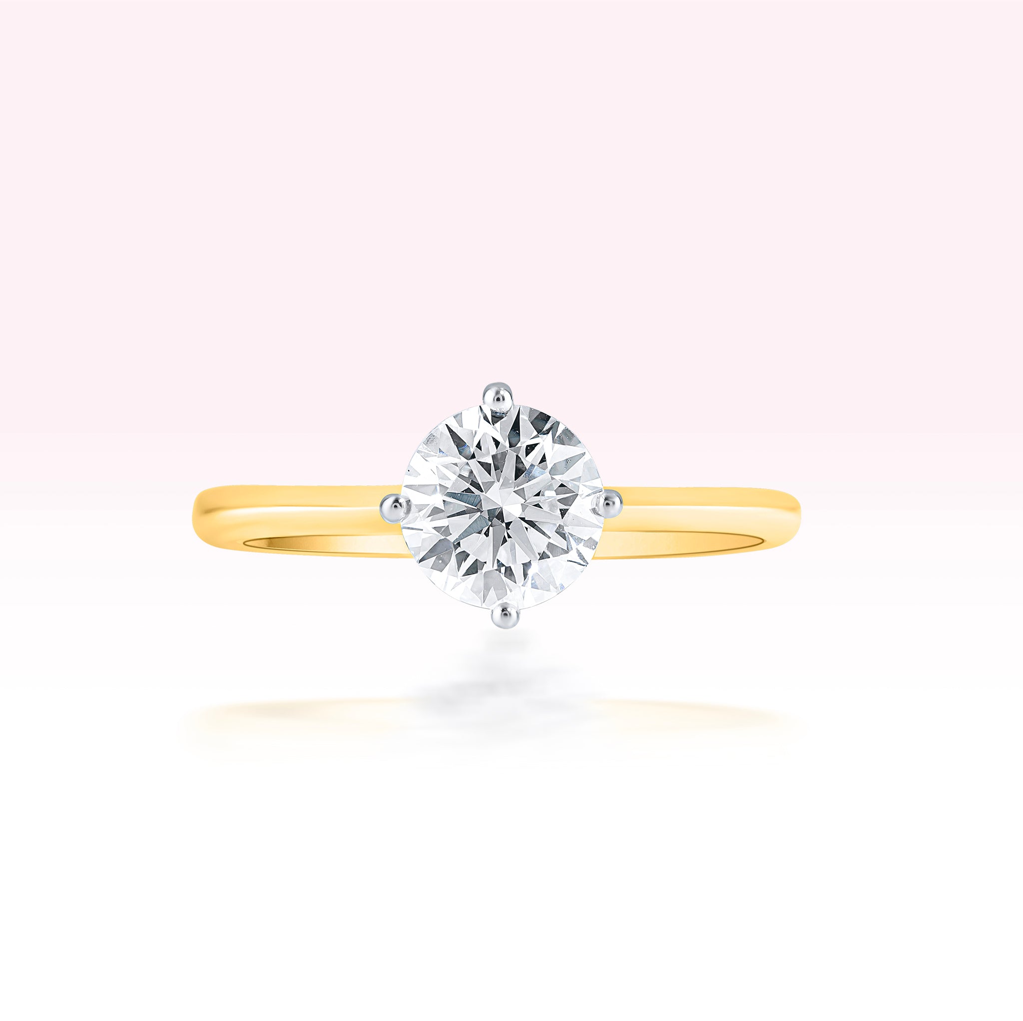 14K Yellow Gold Diamond Solitaire Ring - Thessia
