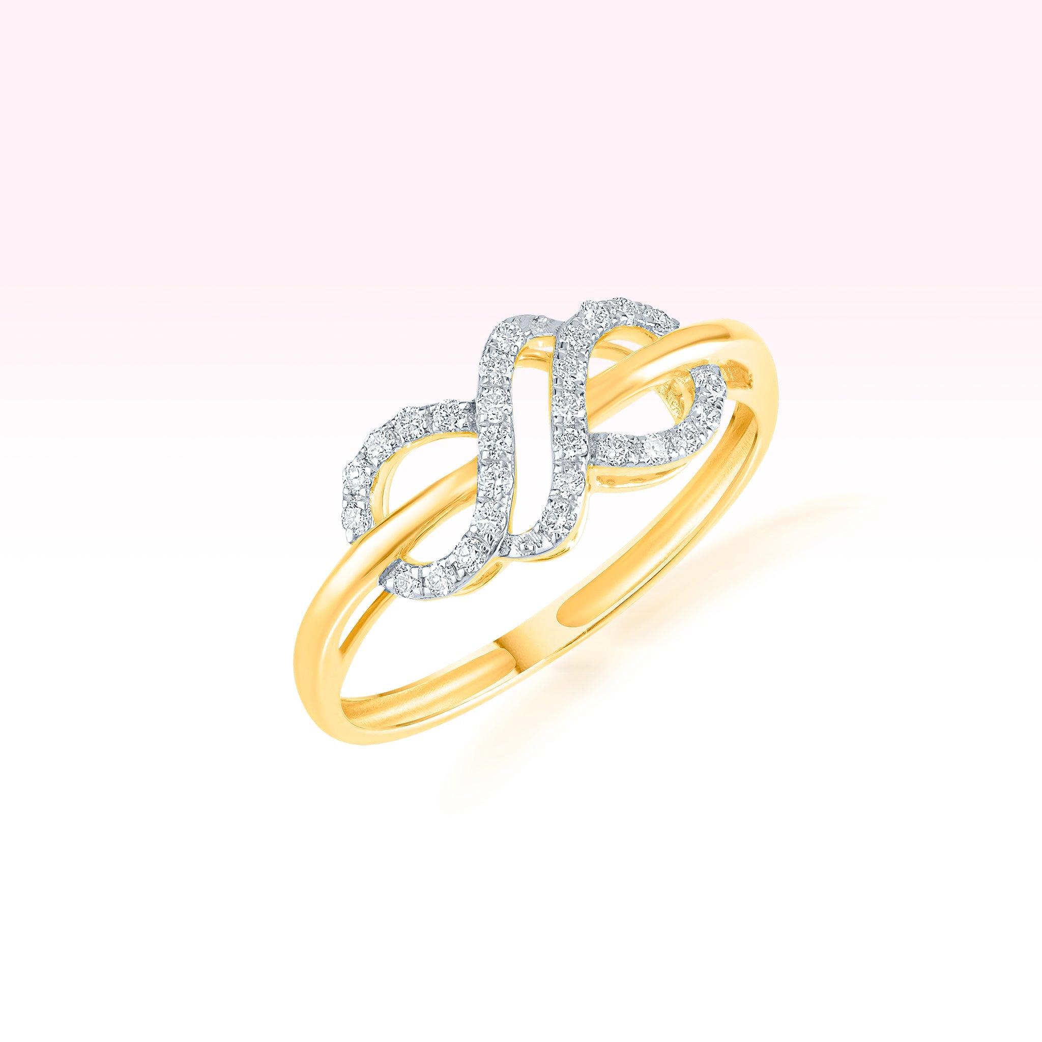 14K Yellow Gold Diamond Swirl Ring - Thessia