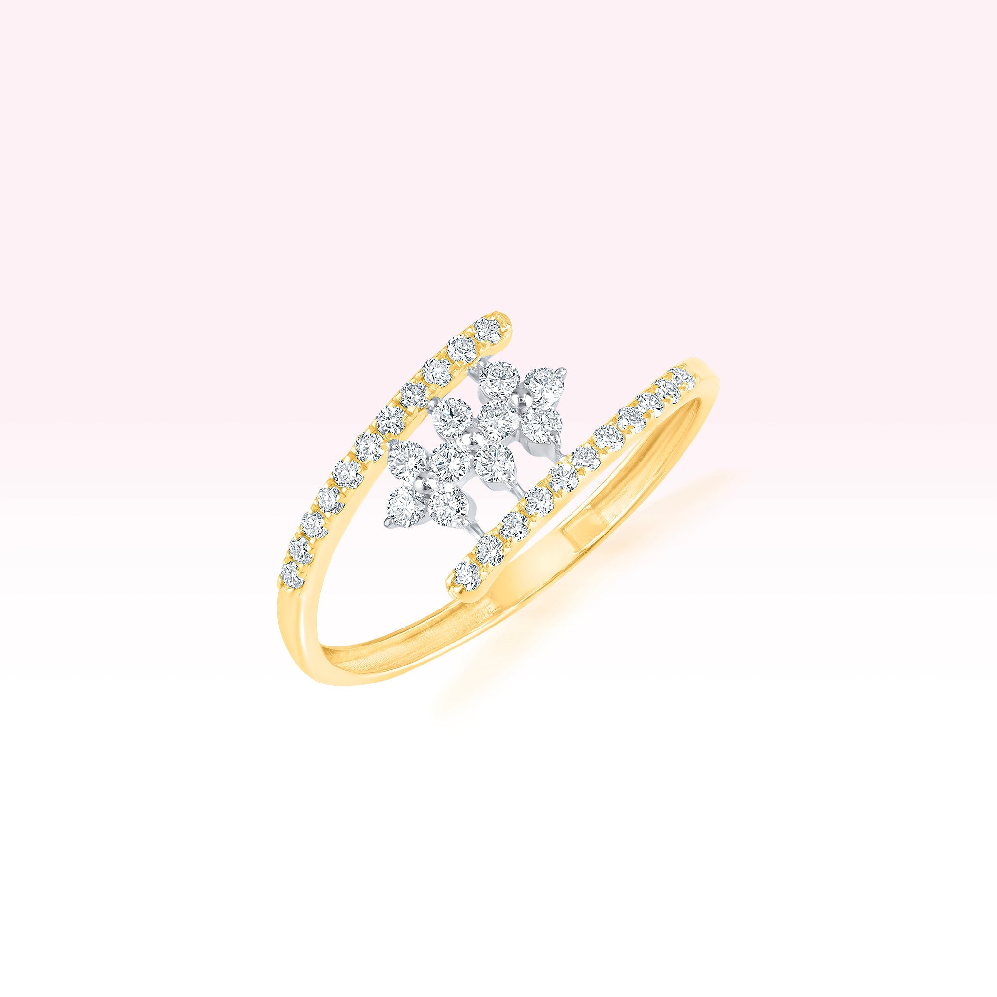 14K Yellow Gold Double Line Diamond Ring - Thessia