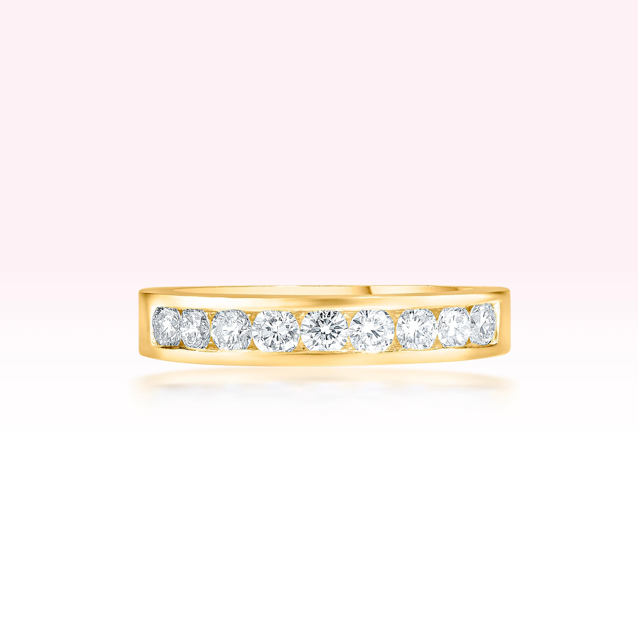14K Yellow Gold Single Line Diamond Ring - Thessia