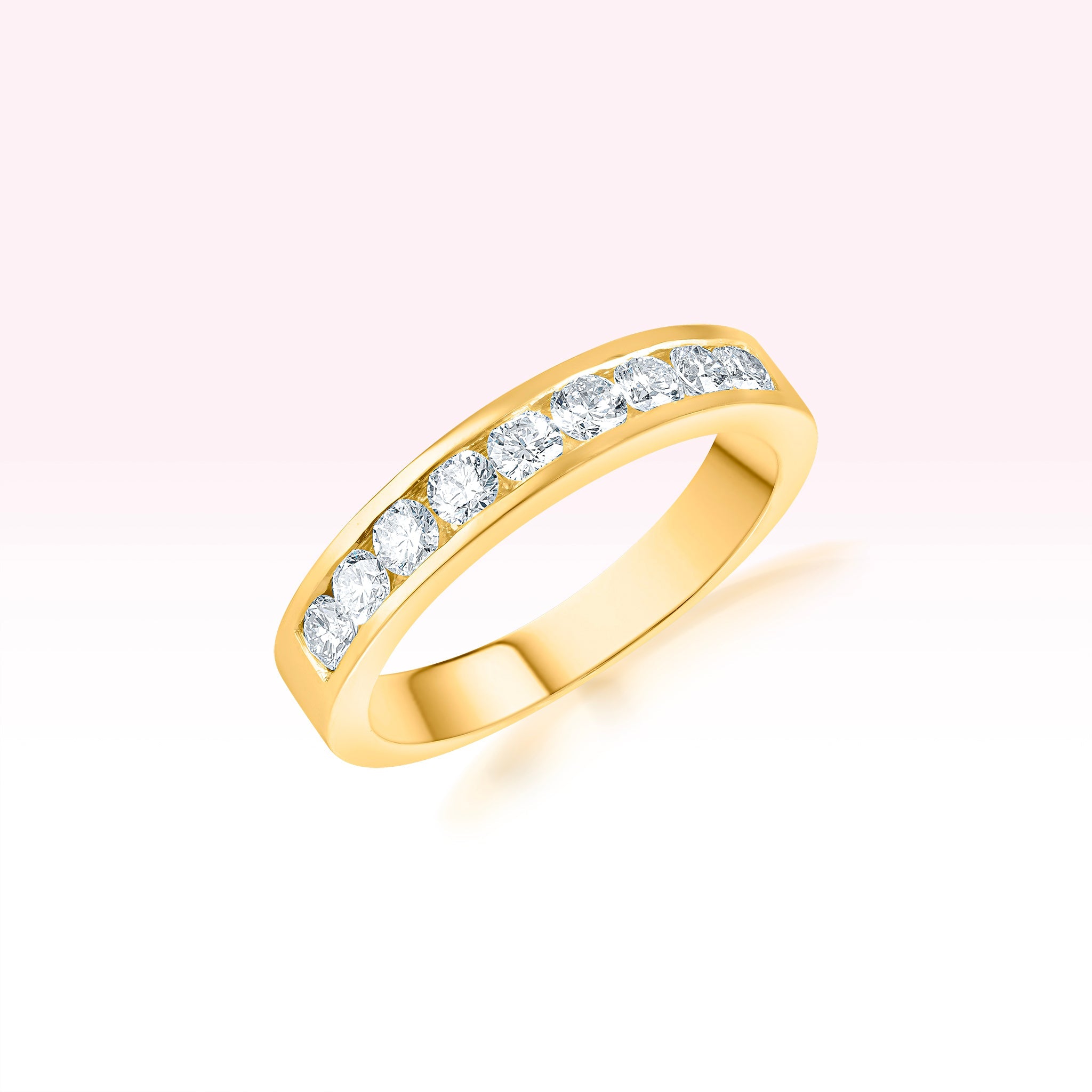 14K Yellow Gold Single Line Diamond Ring - Thessia
