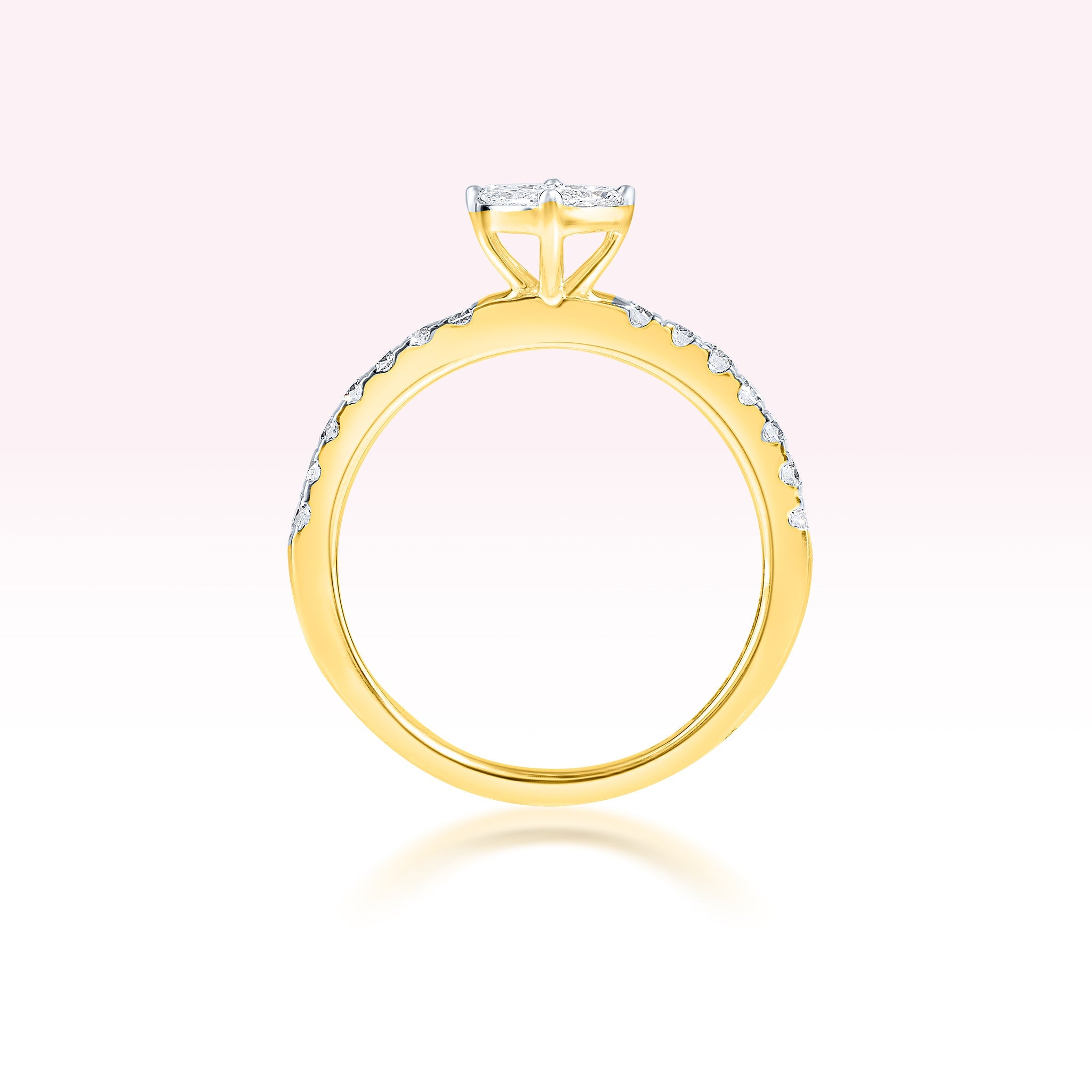 14K Yellow Gold Single Line Diamond Ring - Thessia
