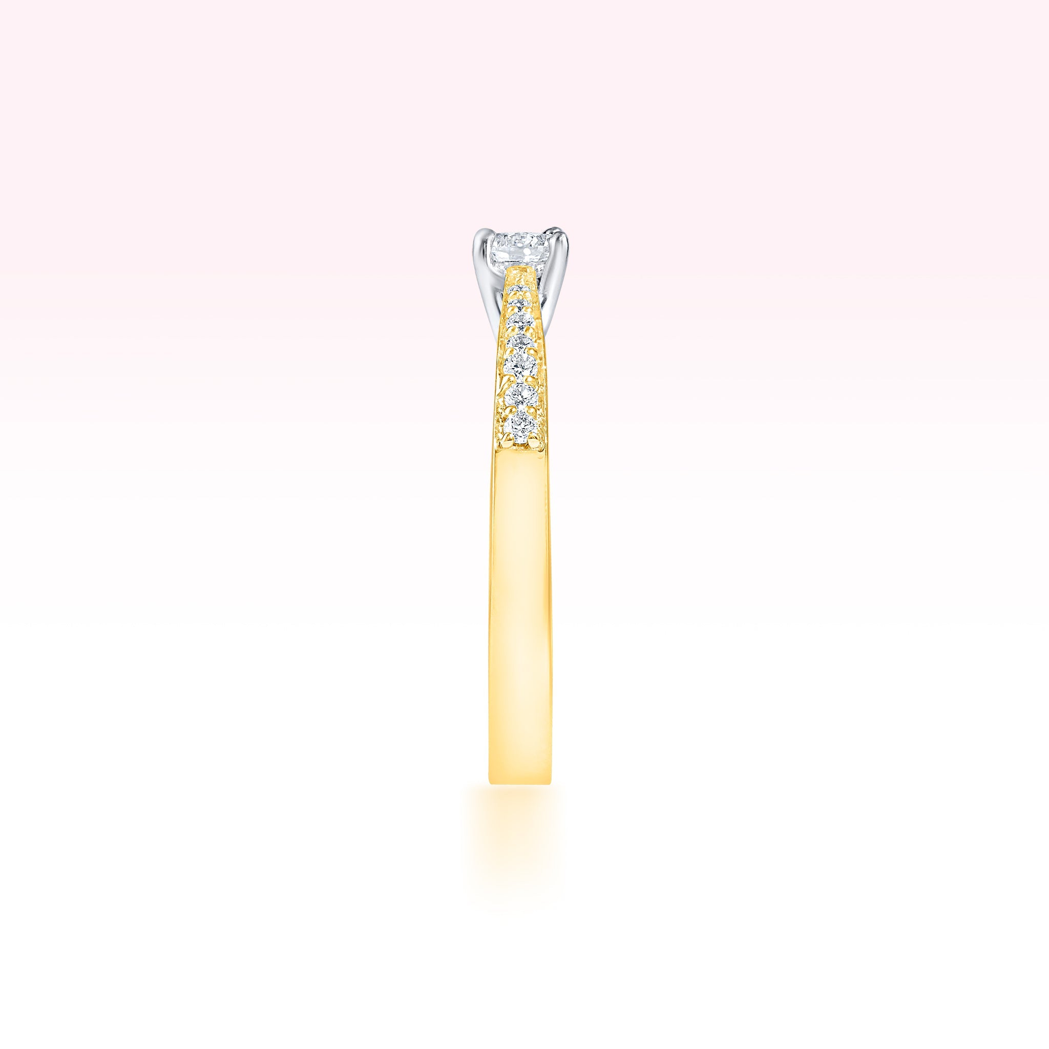 14K Yellow Gold Single Line Solitaire Ring - Thessia