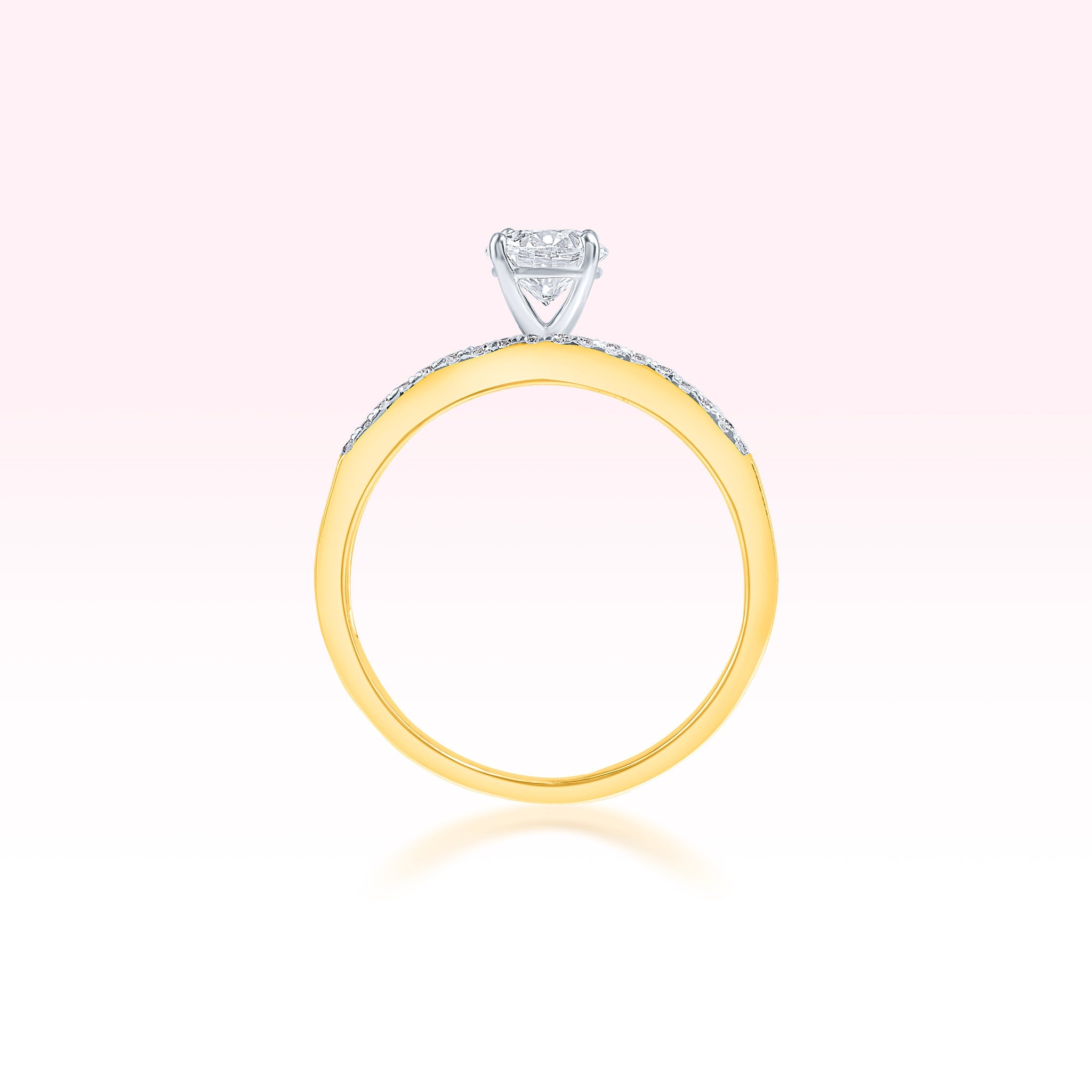 14K Yellow Gold Two Line Diamond Solitaire Ring - Thessia